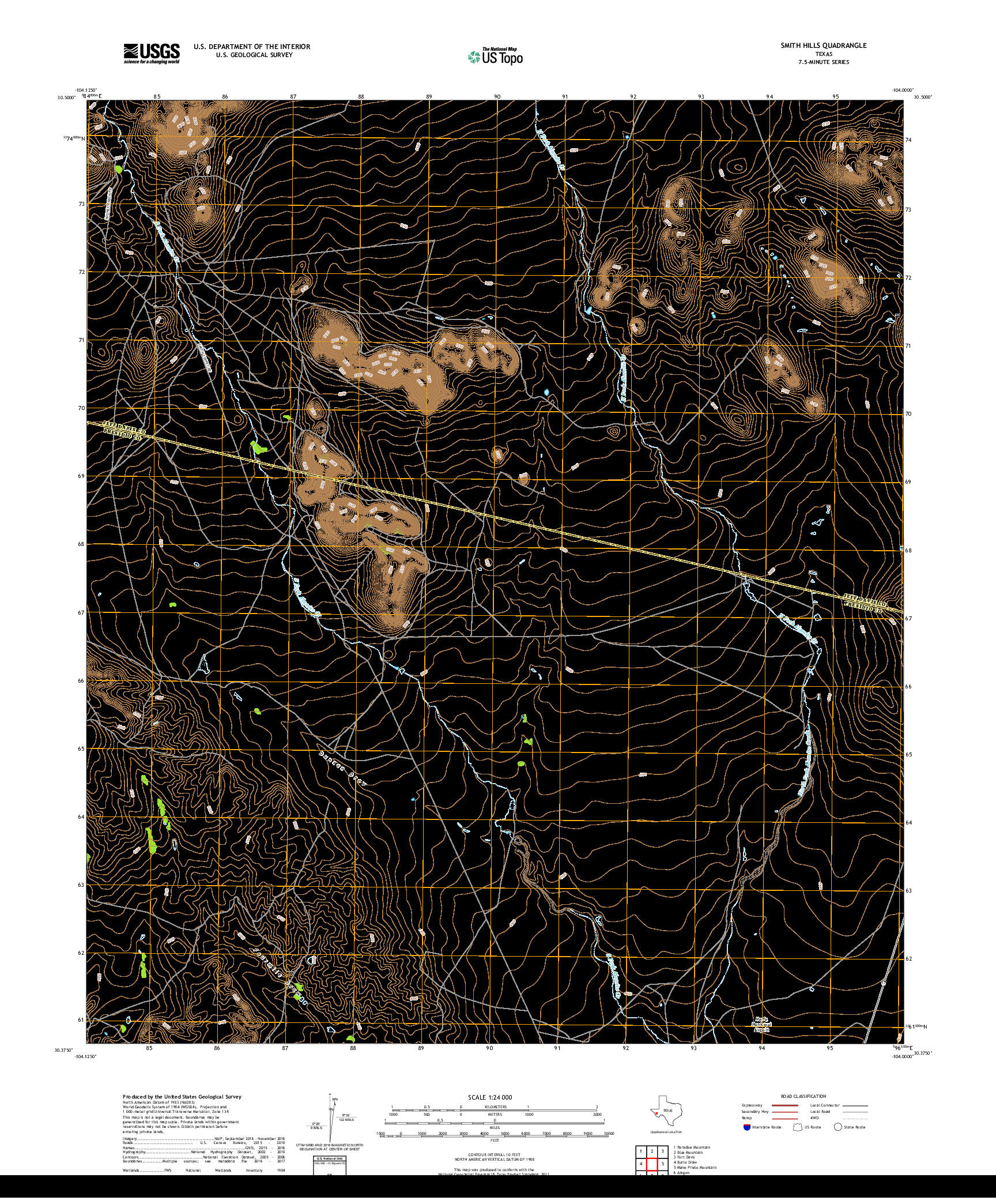 USGS US TOPO 7.5-MINUTE MAP FOR SMITH HILLS, TX 2019