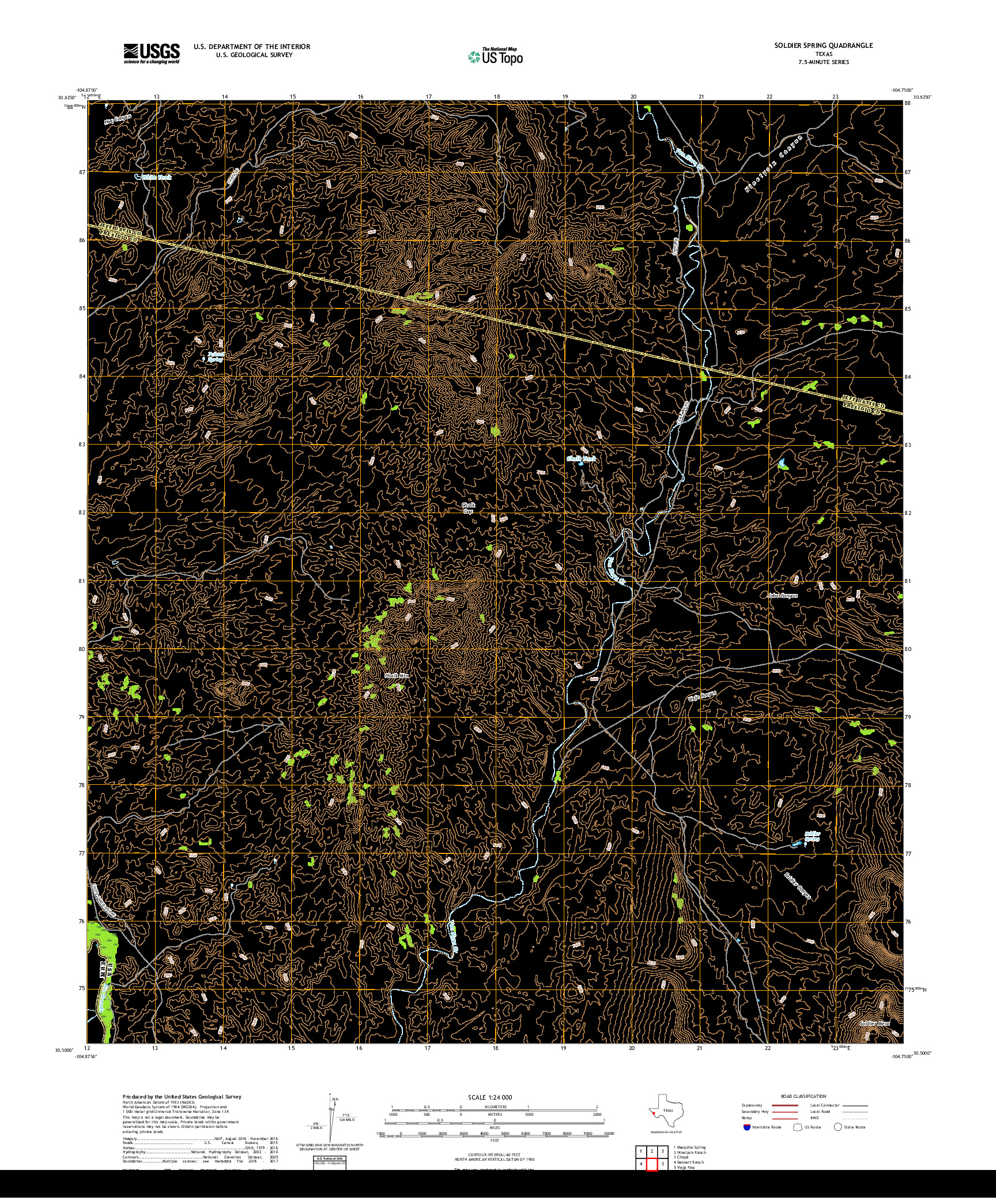 USGS US TOPO 7.5-MINUTE MAP FOR SOLDIER SPRING, TX,CHH 2019