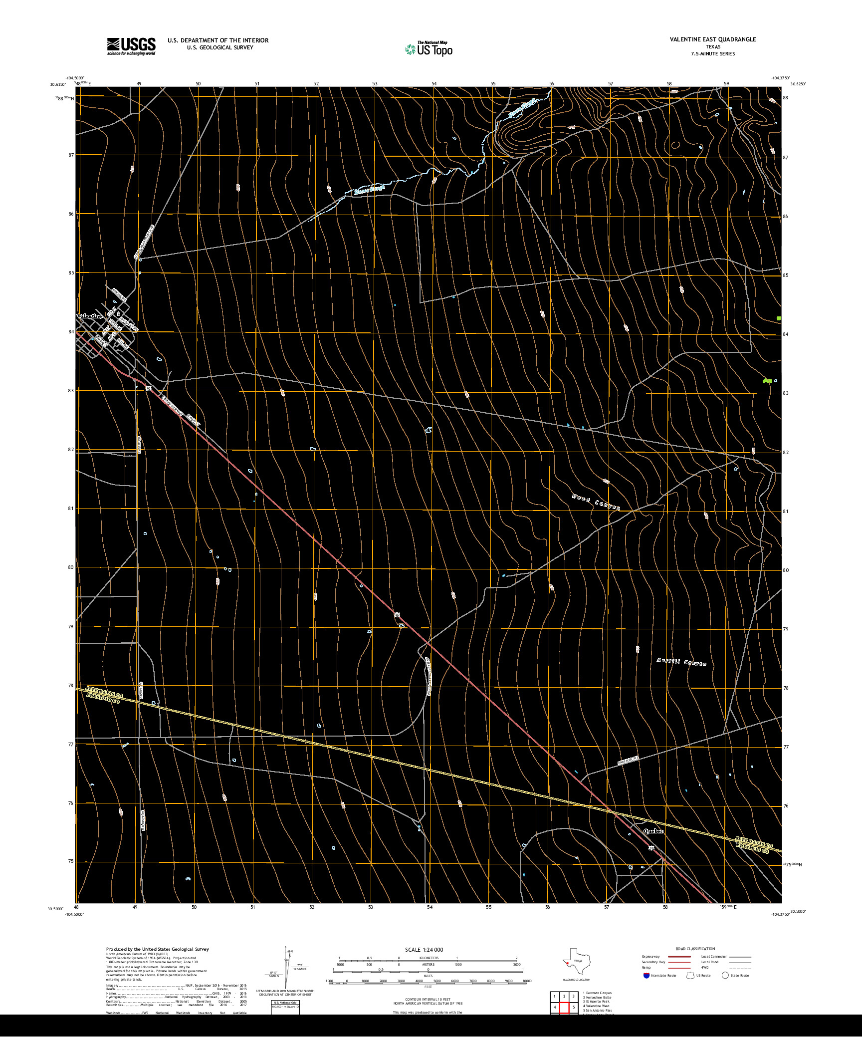 USGS US TOPO 7.5-MINUTE MAP FOR VALENTINE EAST, TX 2019