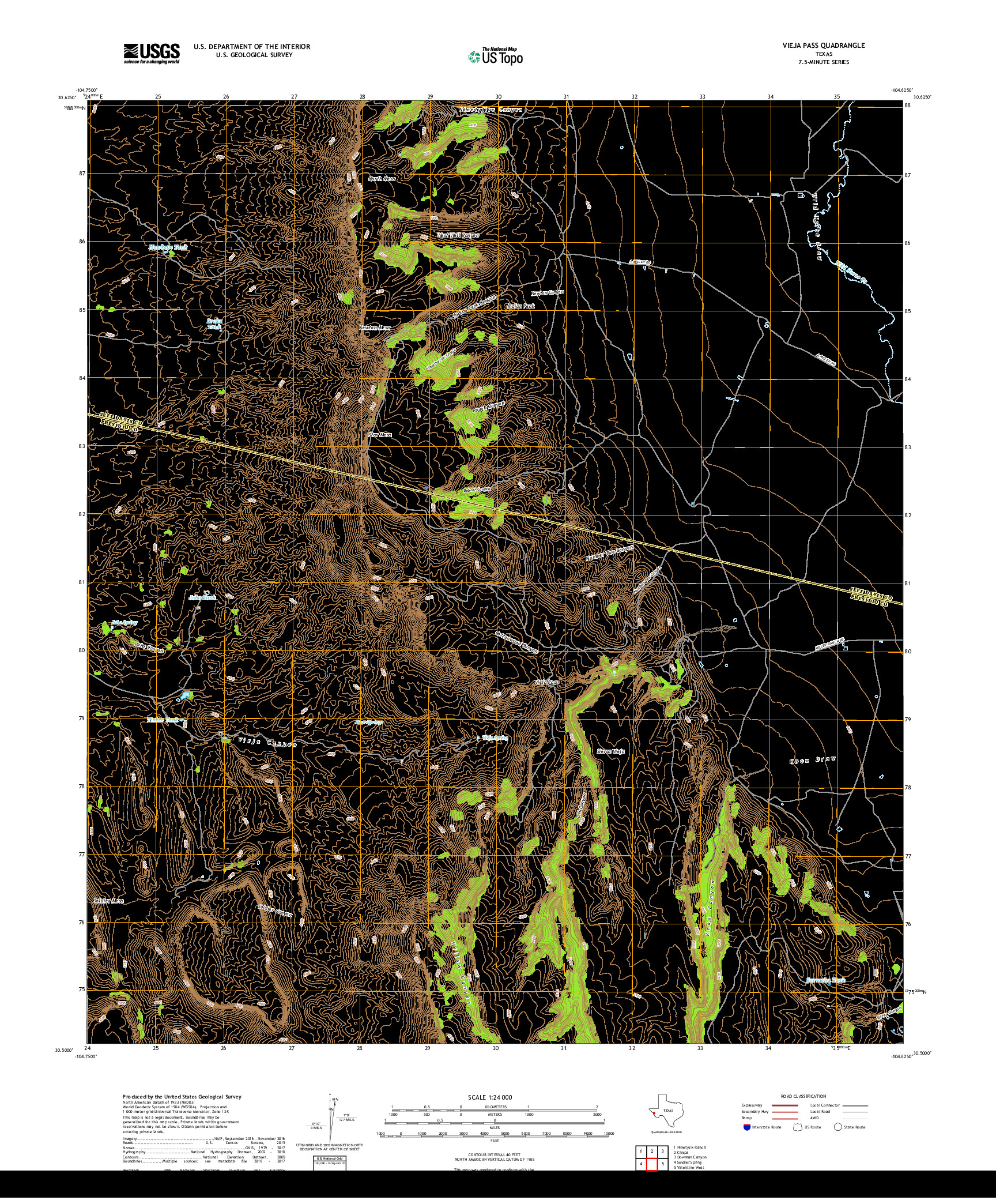 USGS US TOPO 7.5-MINUTE MAP FOR VIEJA PASS, TX 2019