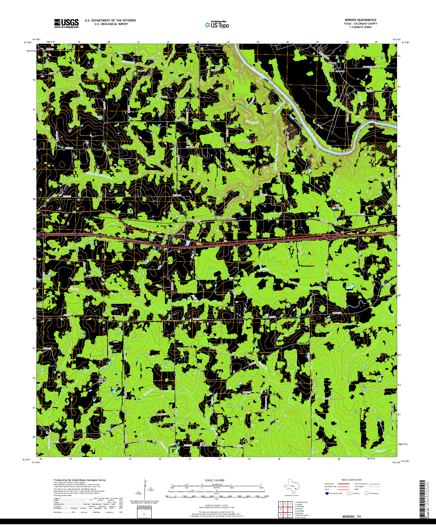 USGS US TOPO 7.5-MINUTE MAP FOR BORDEN, TX 2019