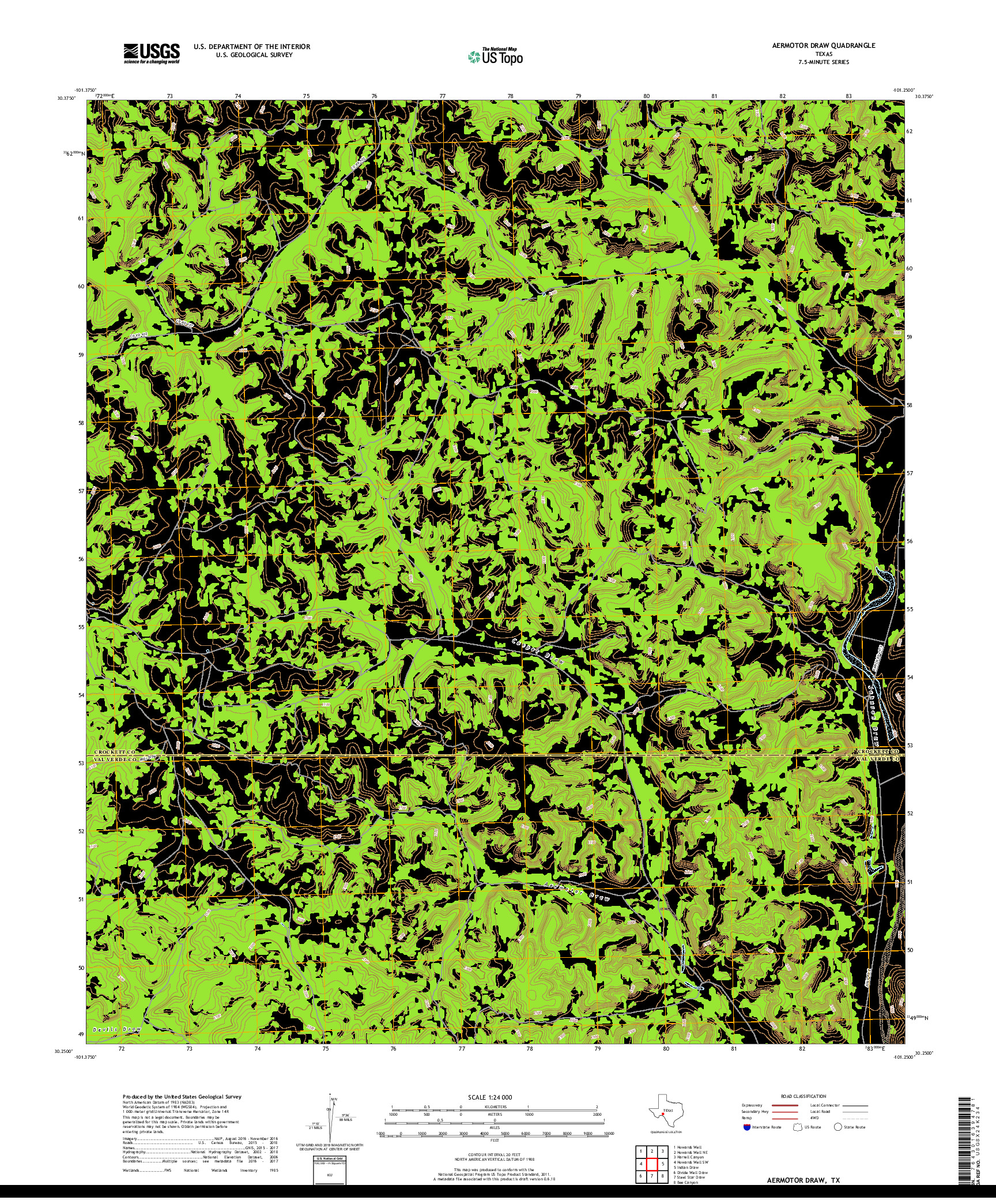 USGS US TOPO 7.5-MINUTE MAP FOR AERMOTOR DRAW, TX 2019
