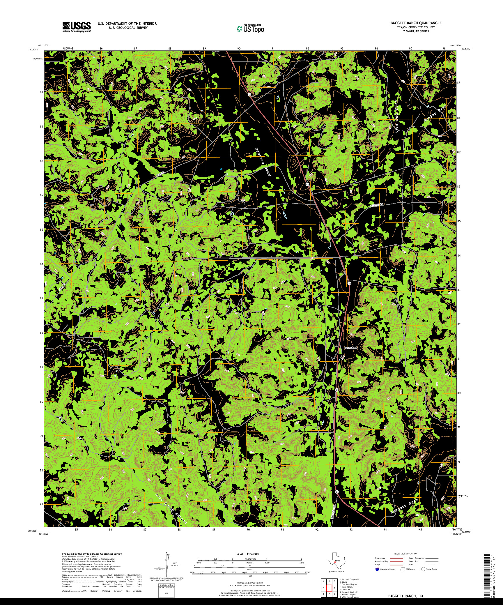 USGS US TOPO 7.5-MINUTE MAP FOR BAGGETT RANCH, TX 2019