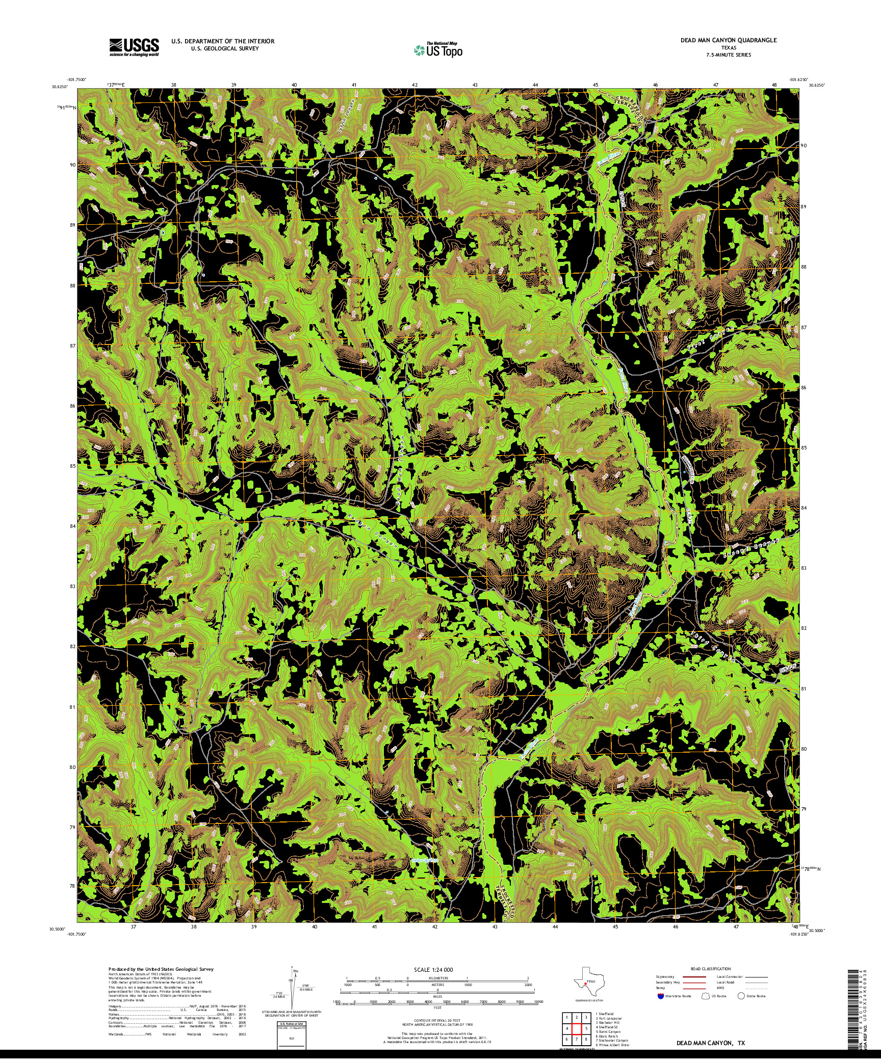 USGS US TOPO 7.5-MINUTE MAP FOR DEAD MAN CANYON, TX 2019