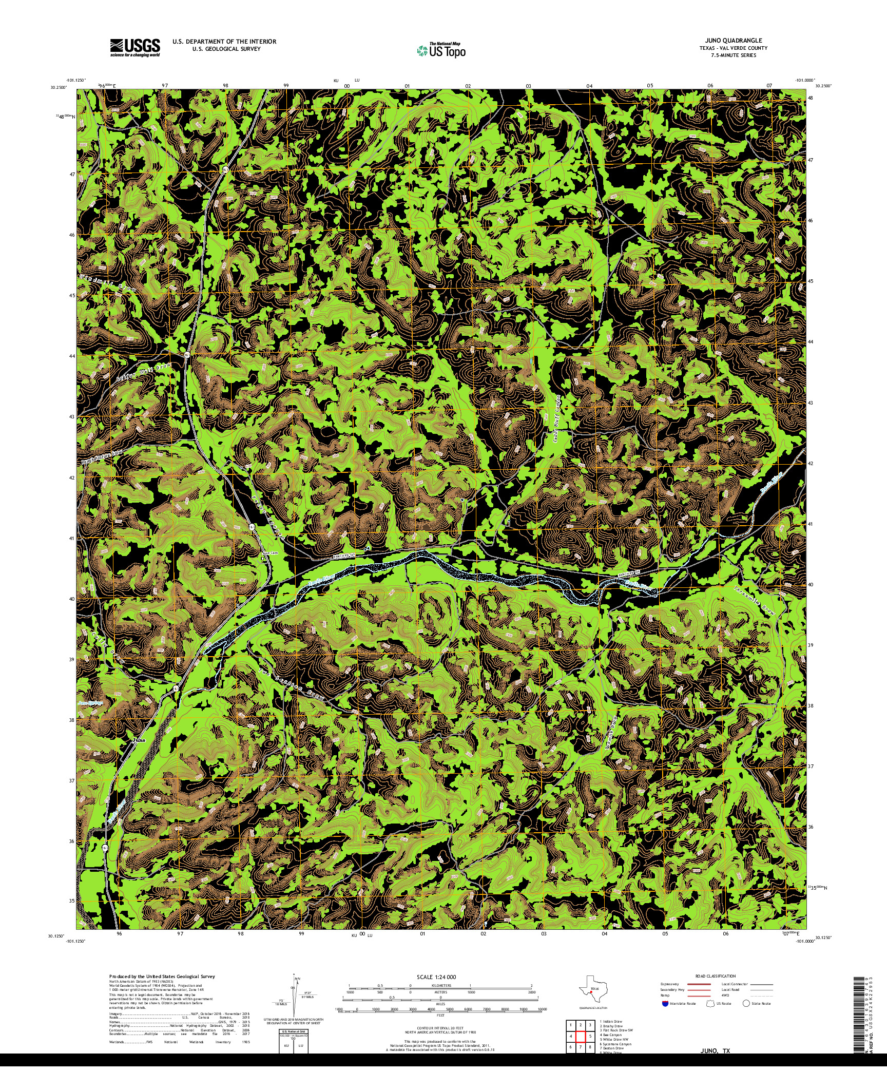 USGS US TOPO 7.5-MINUTE MAP FOR JUNO, TX 2019