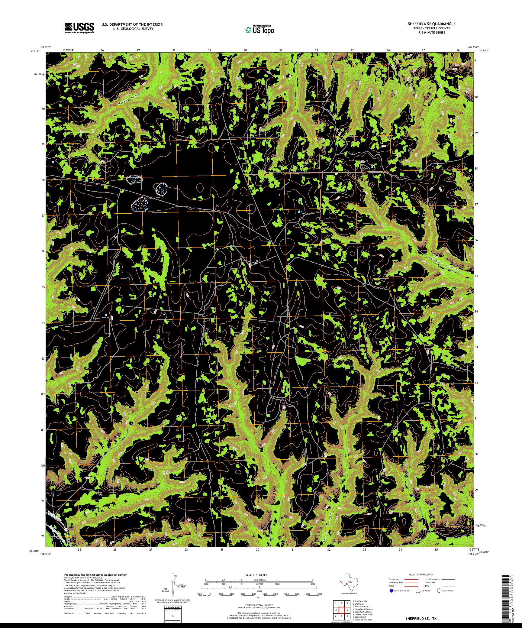 USGS US TOPO 7.5-MINUTE MAP FOR SHEFFIELD SE, TX 2019