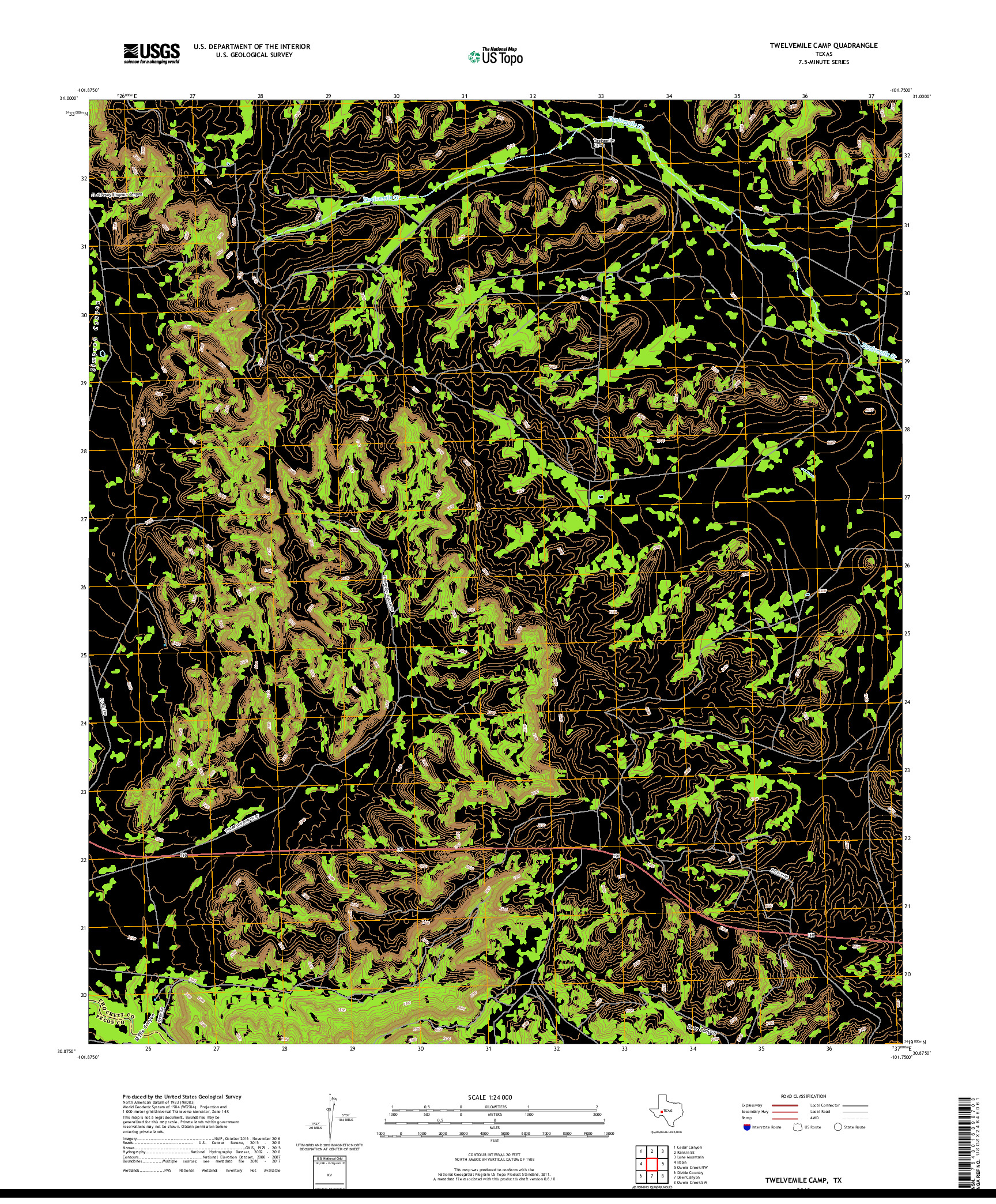 USGS US TOPO 7.5-MINUTE MAP FOR TWELVEMILE CAMP, TX 2019