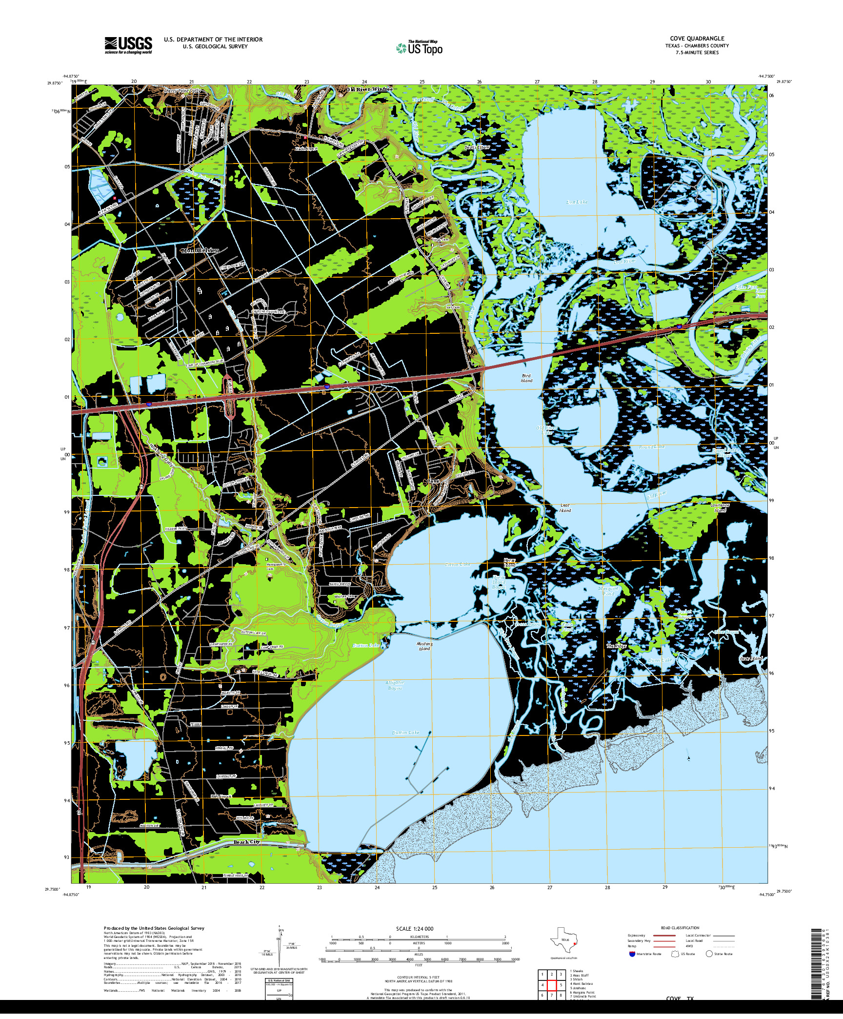 USGS US TOPO 7.5-MINUTE MAP FOR COVE, TX 2019