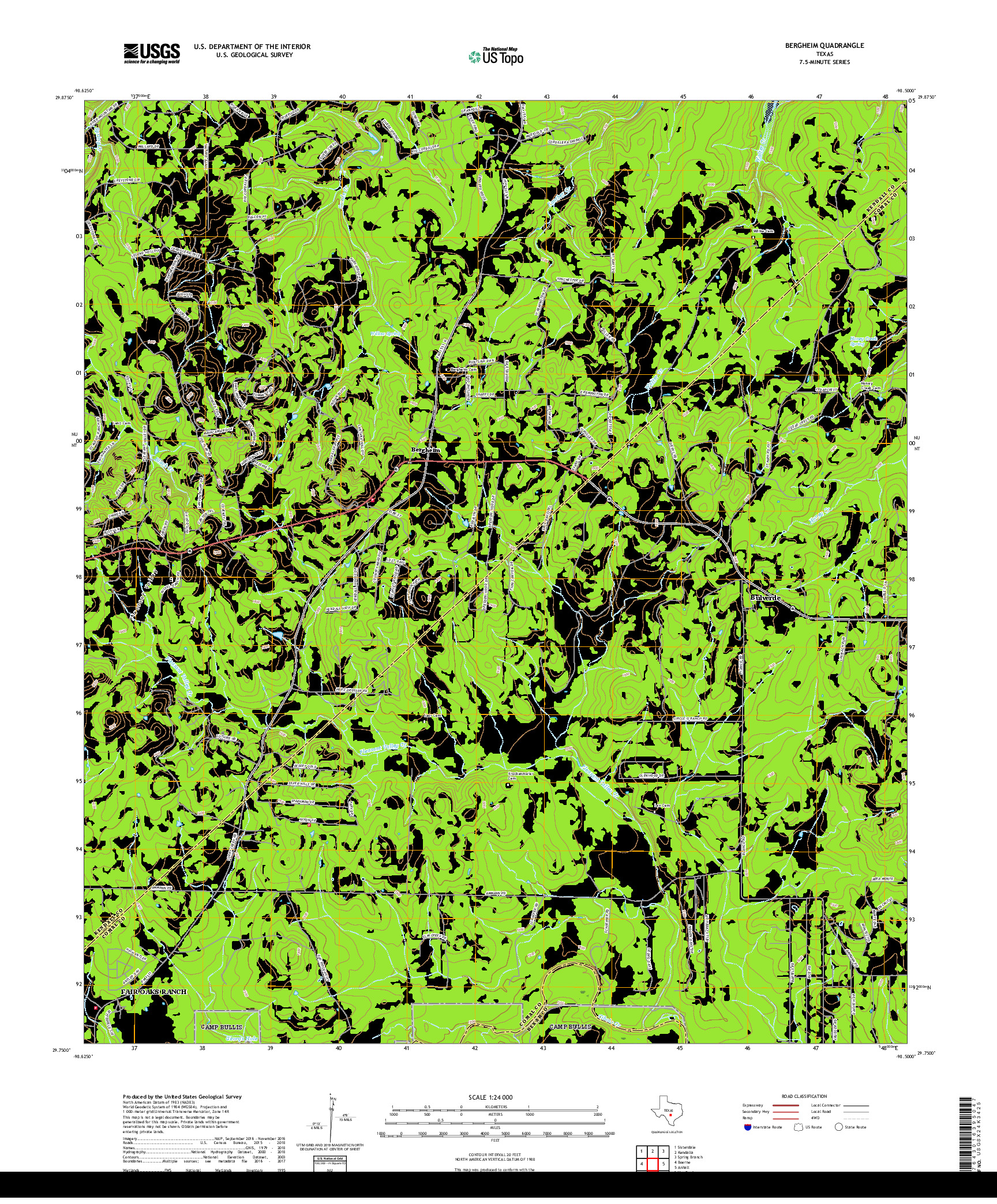 USGS US TOPO 7.5-MINUTE MAP FOR BERGHEIM, TX 2019