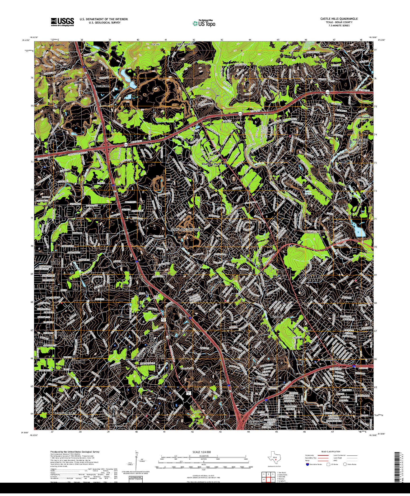 USGS US TOPO 7.5-MINUTE MAP FOR CASTLE HILLS, TX 2019