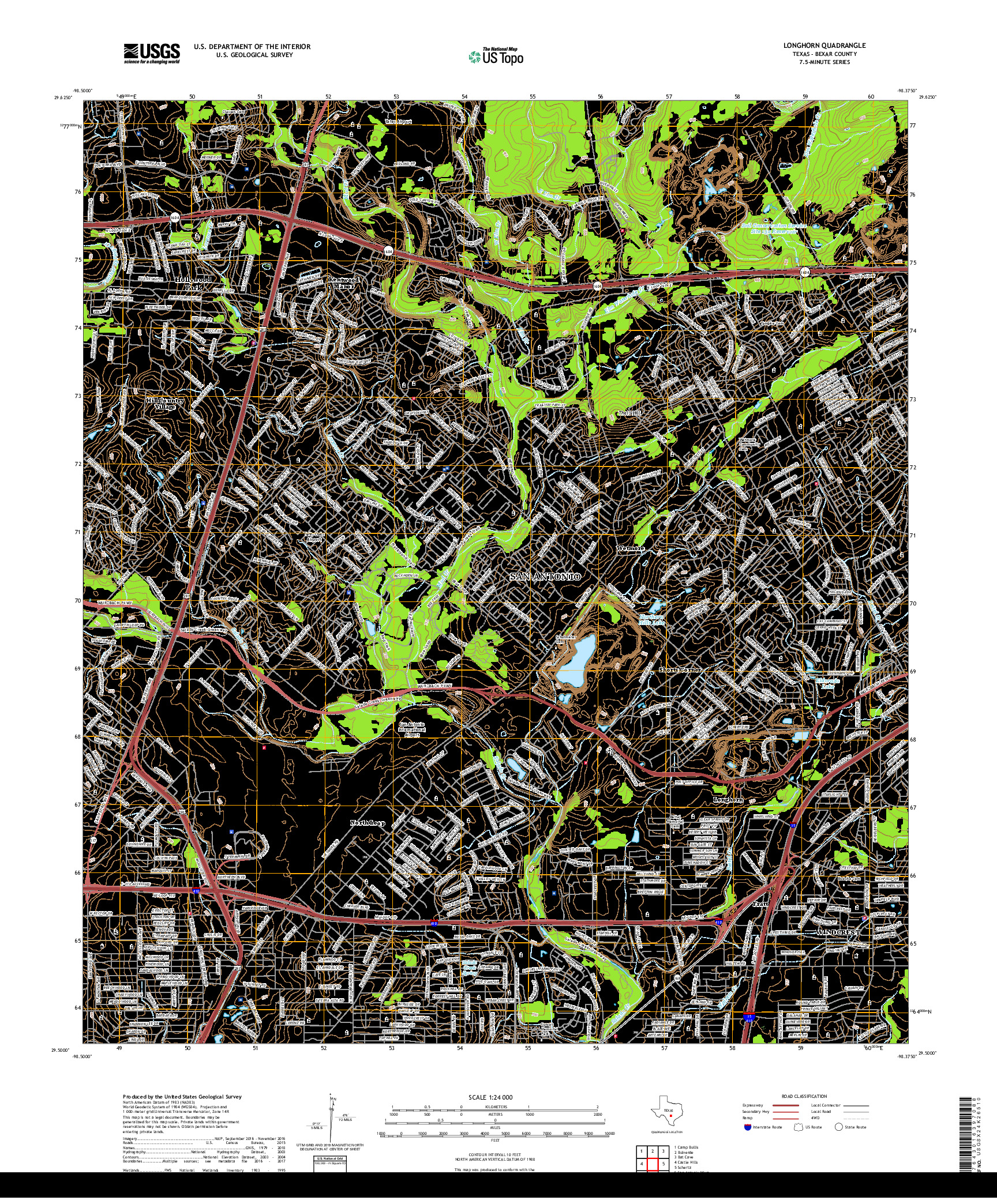 USGS US TOPO 7.5-MINUTE MAP FOR LONGHORN, TX 2019