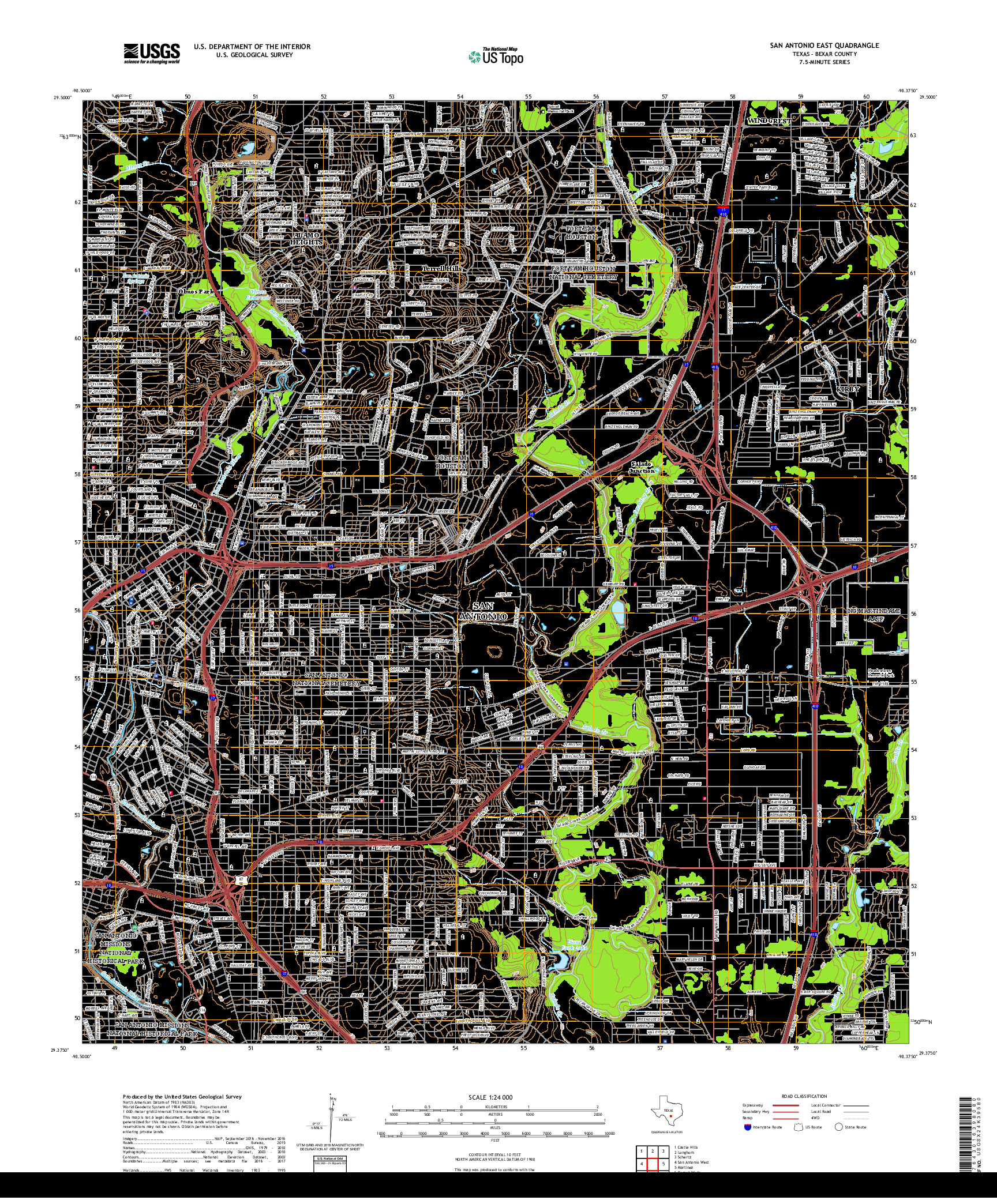 USGS US TOPO 7.5-MINUTE MAP FOR SAN ANTONIO EAST, TX 2019