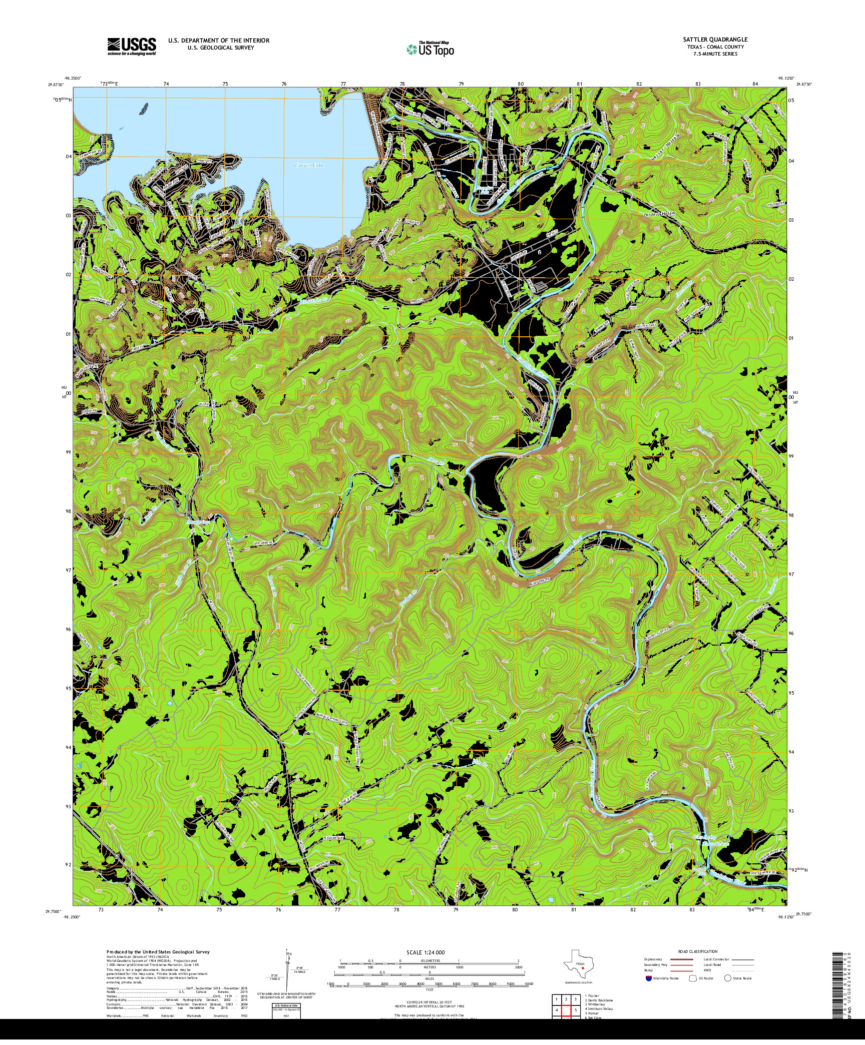 USGS US TOPO 7.5-MINUTE MAP FOR SATTLER, TX 2019