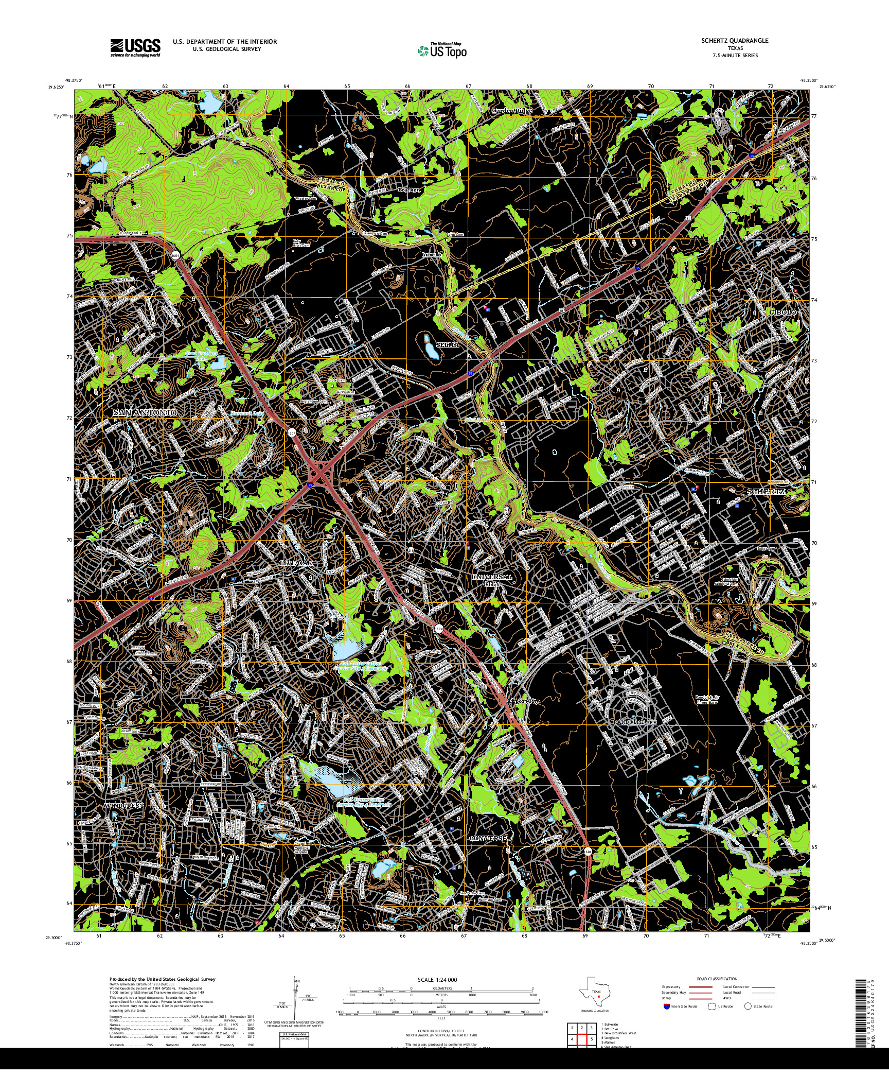 USGS US TOPO 7.5-MINUTE MAP FOR SCHERTZ, TX 2019