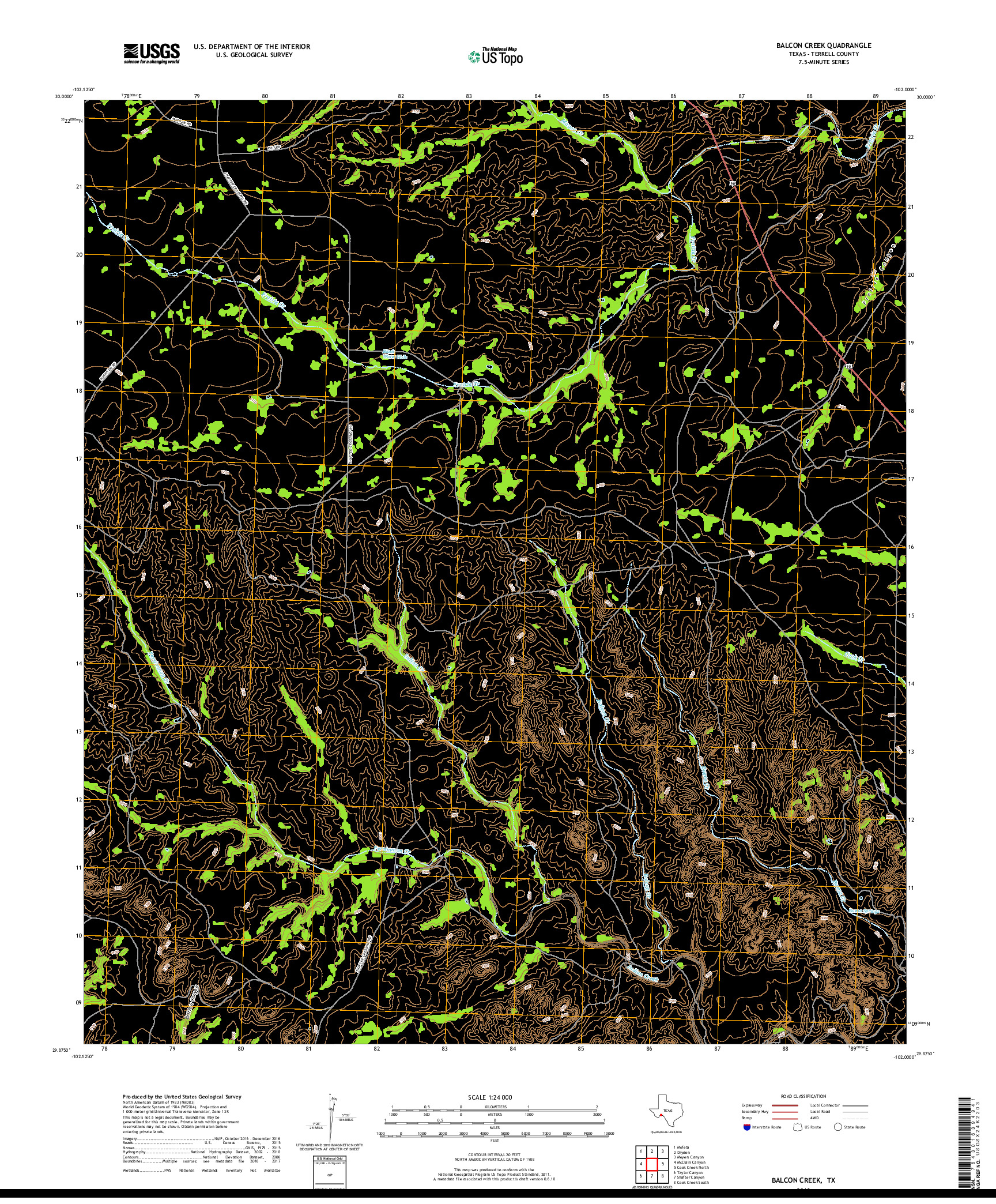 USGS US TOPO 7.5-MINUTE MAP FOR BALCON CREEK, TX 2019