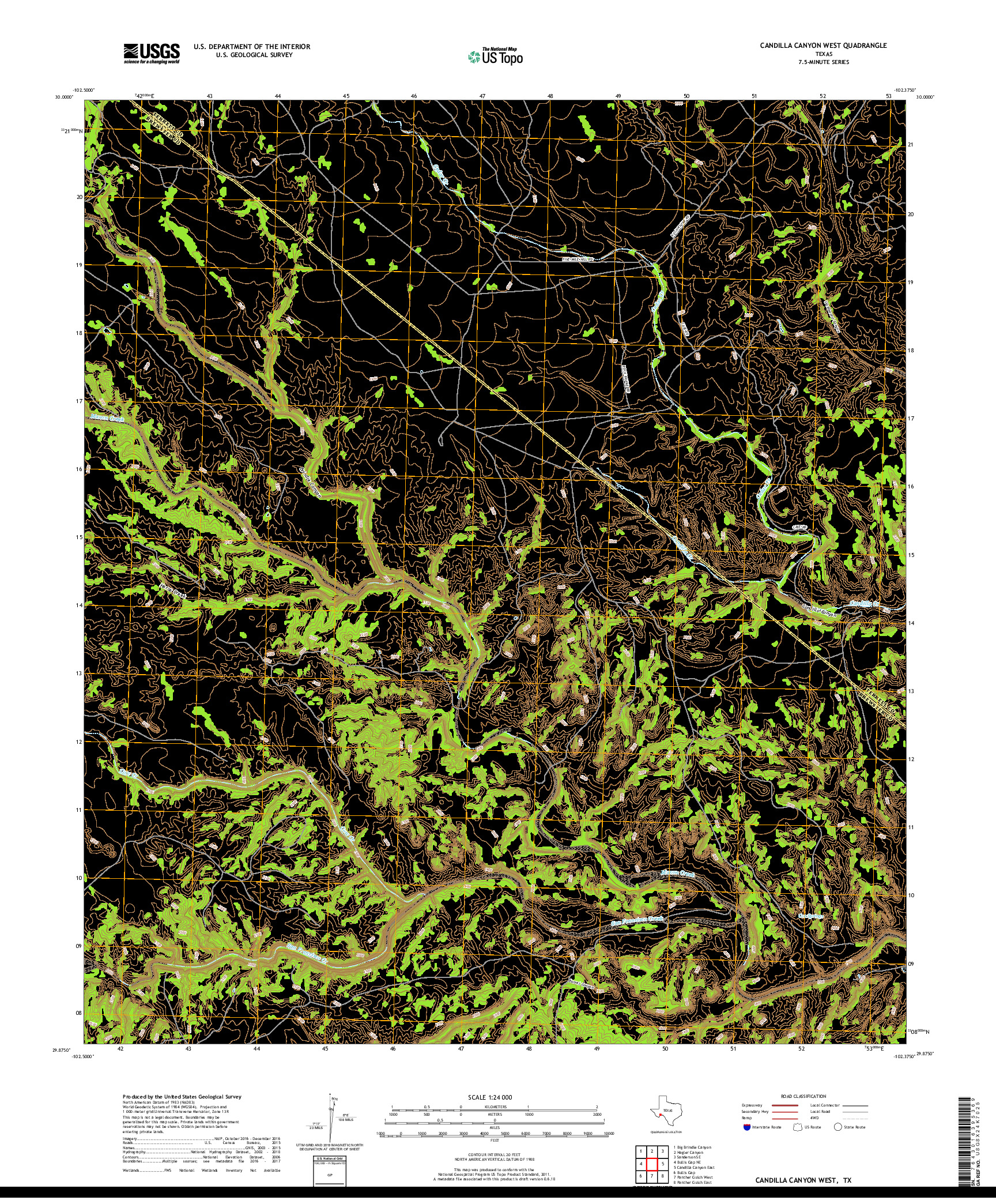 USGS US TOPO 7.5-MINUTE MAP FOR CANDILLA CANYON WEST, TX 2019