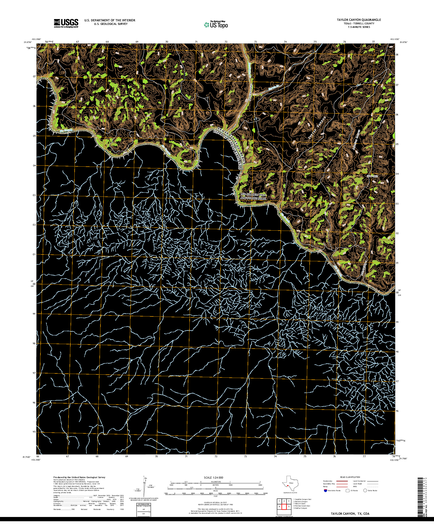 USGS US TOPO 7.5-MINUTE MAP FOR TAYLOR CANYON, TX,COA 2019