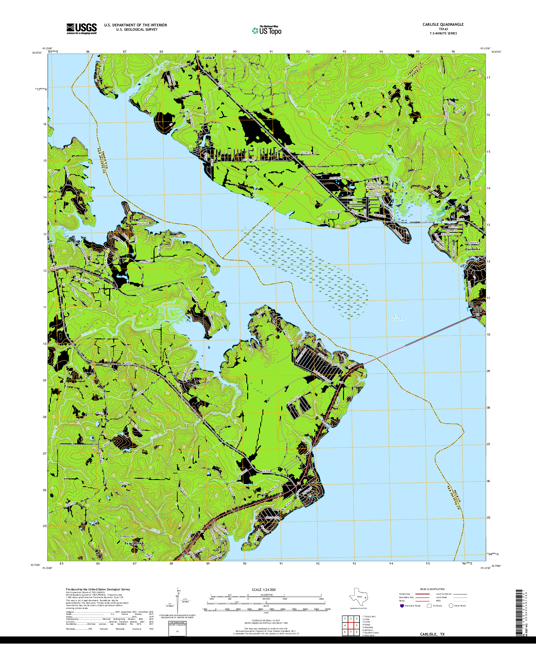 USGS US TOPO 7.5-MINUTE MAP FOR CARLISLE, TX 2019