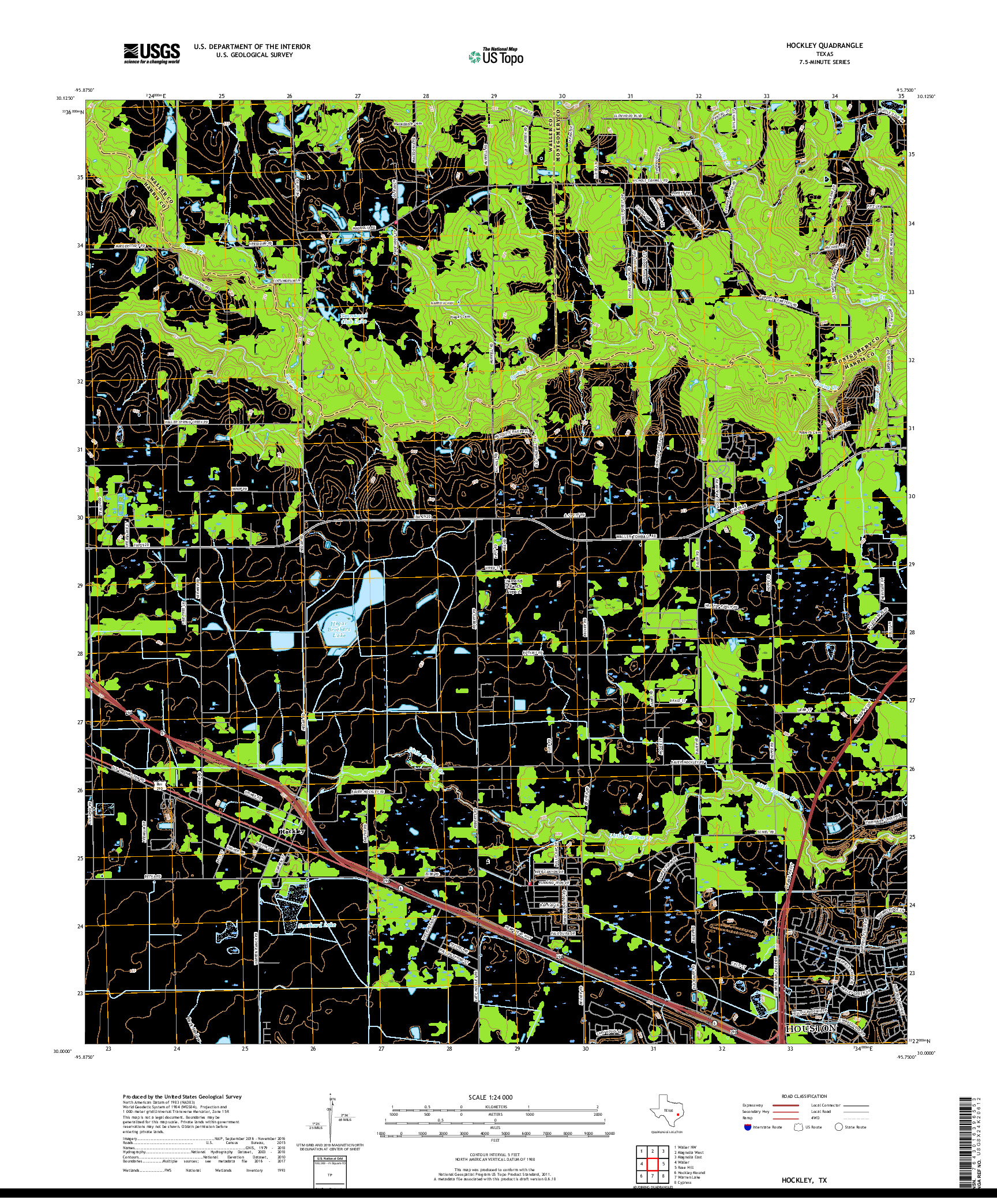 USGS US TOPO 7.5-MINUTE MAP FOR HOCKLEY, TX 2019