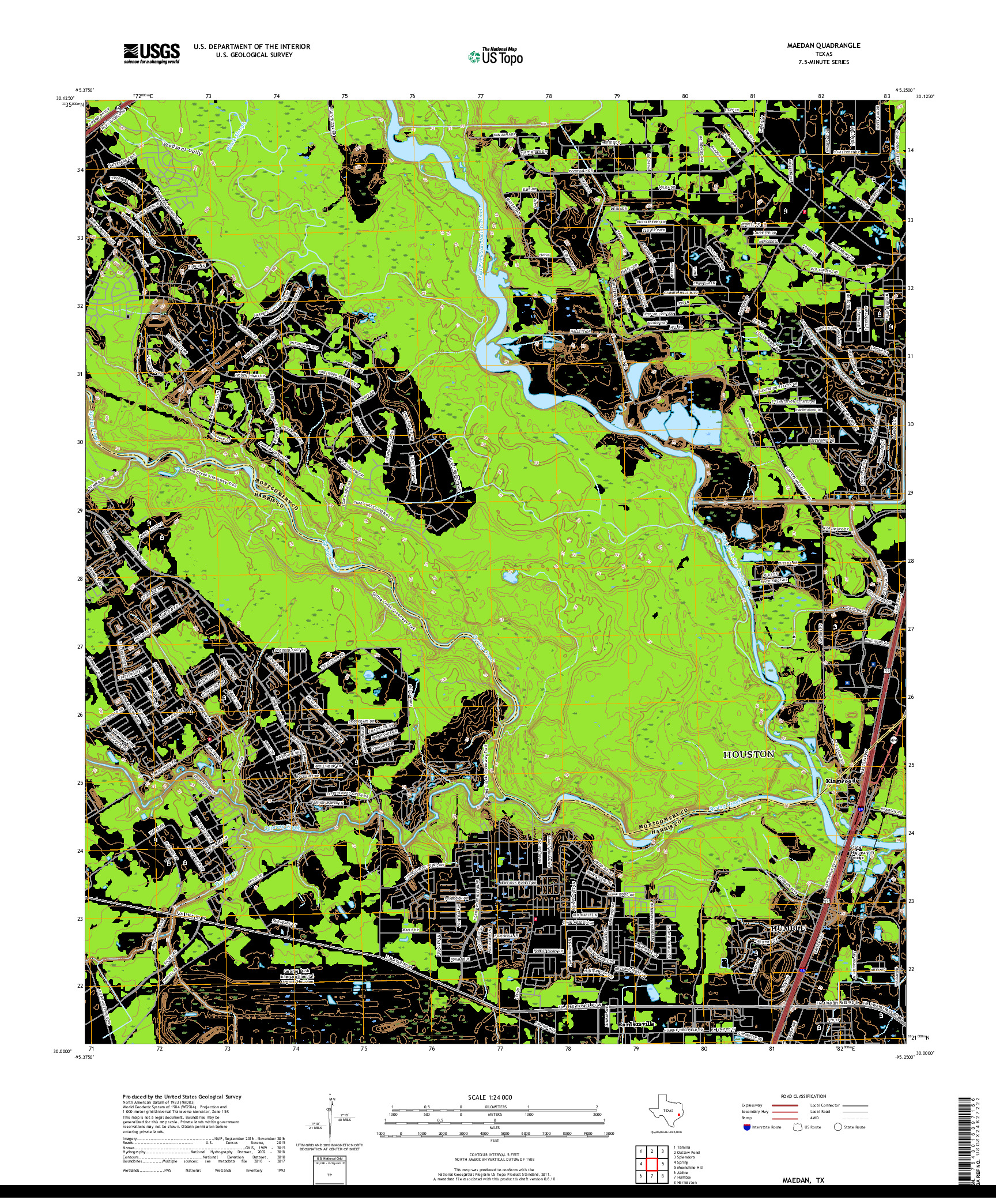 USGS US TOPO 7.5-MINUTE MAP FOR MAEDAN, TX 2019