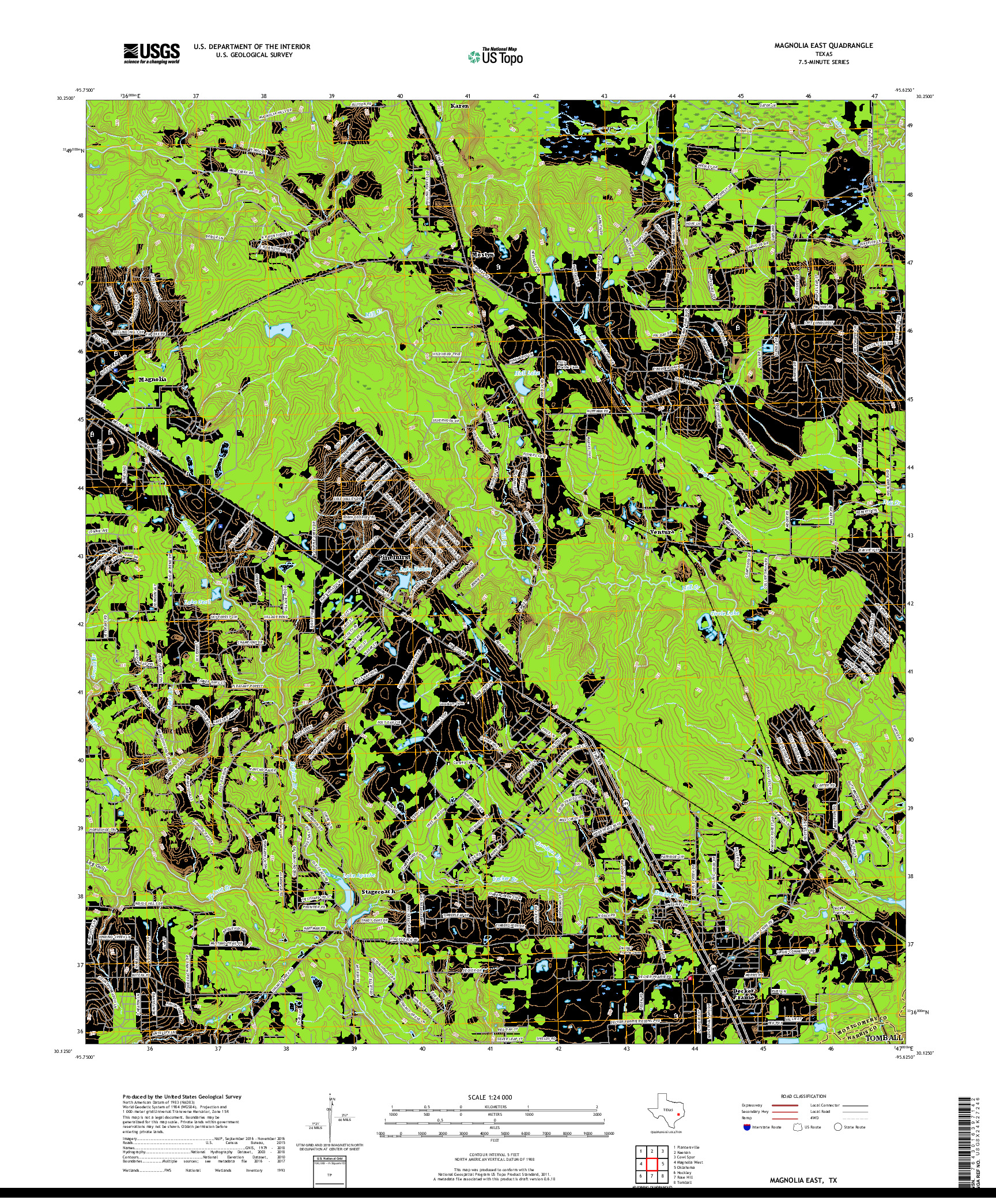 USGS US TOPO 7.5-MINUTE MAP FOR MAGNOLIA EAST, TX 2019