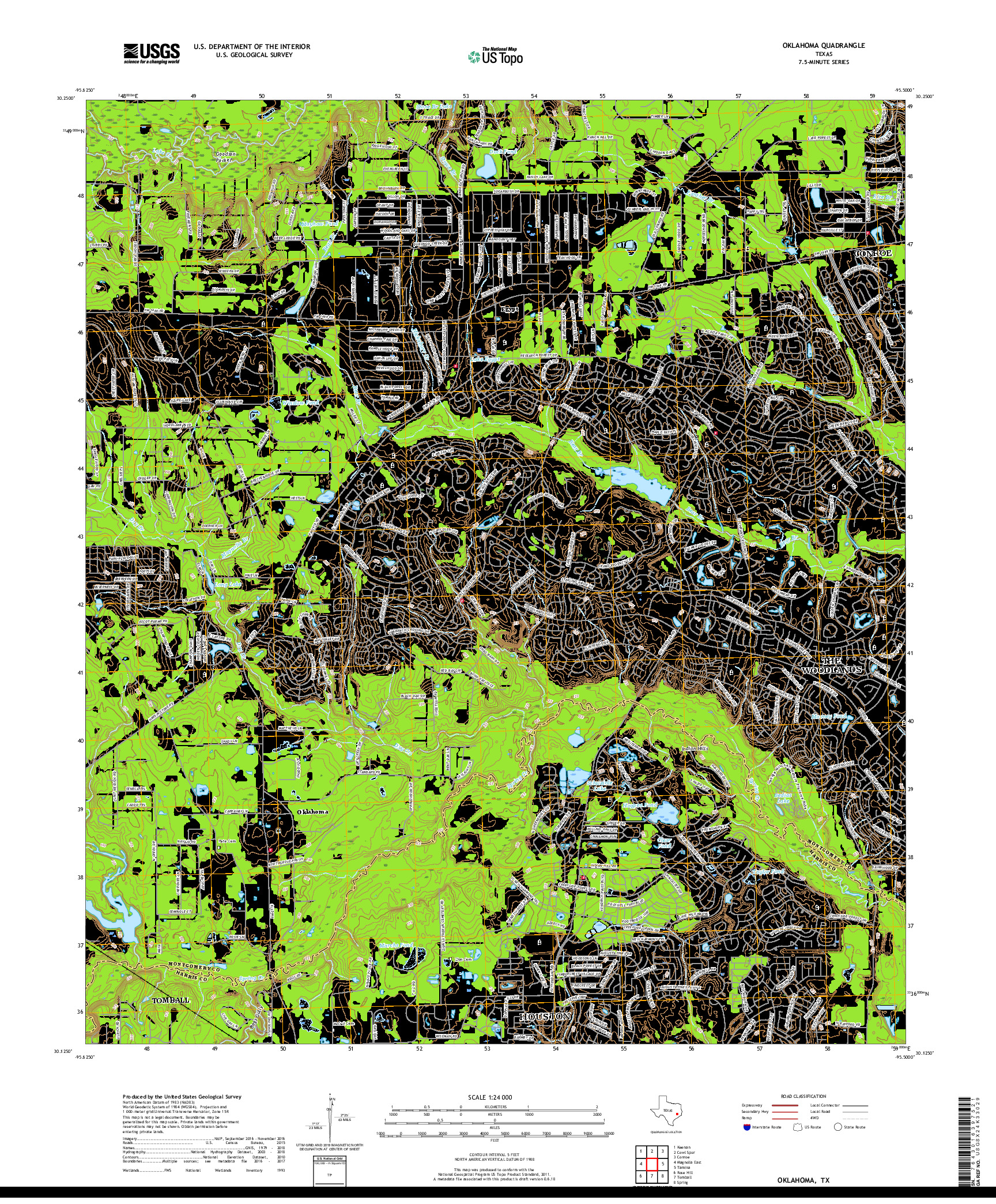 USGS US TOPO 7.5-MINUTE MAP FOR OKLAHOMA, TX 2019