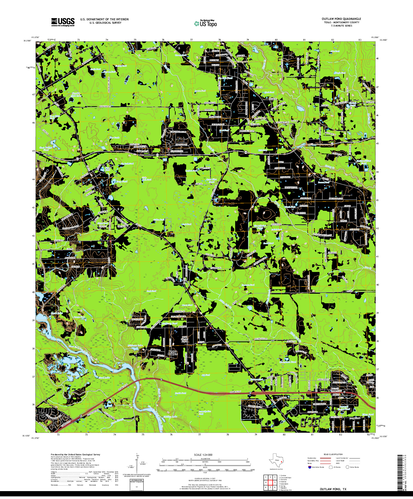 USGS US TOPO 7.5-MINUTE MAP FOR OUTLAW POND, TX 2019