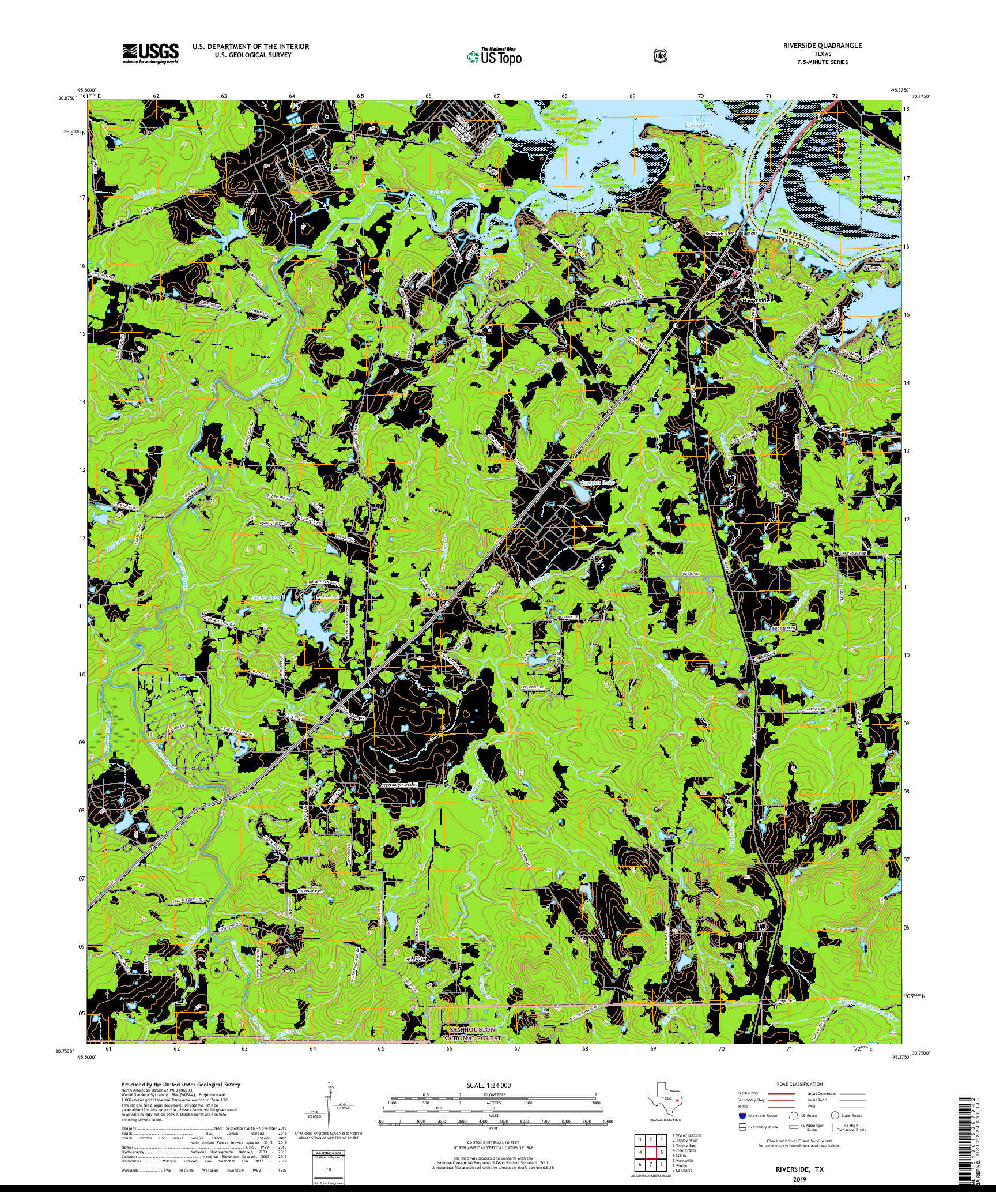 USGS US TOPO 7.5-MINUTE MAP FOR RIVERSIDE, TX 2019