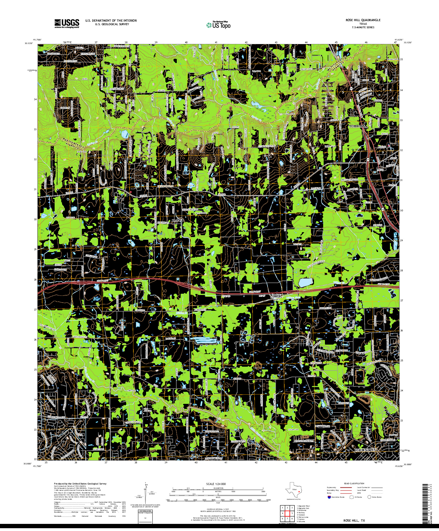 USGS US TOPO 7.5-MINUTE MAP FOR ROSE HILL, TX 2019