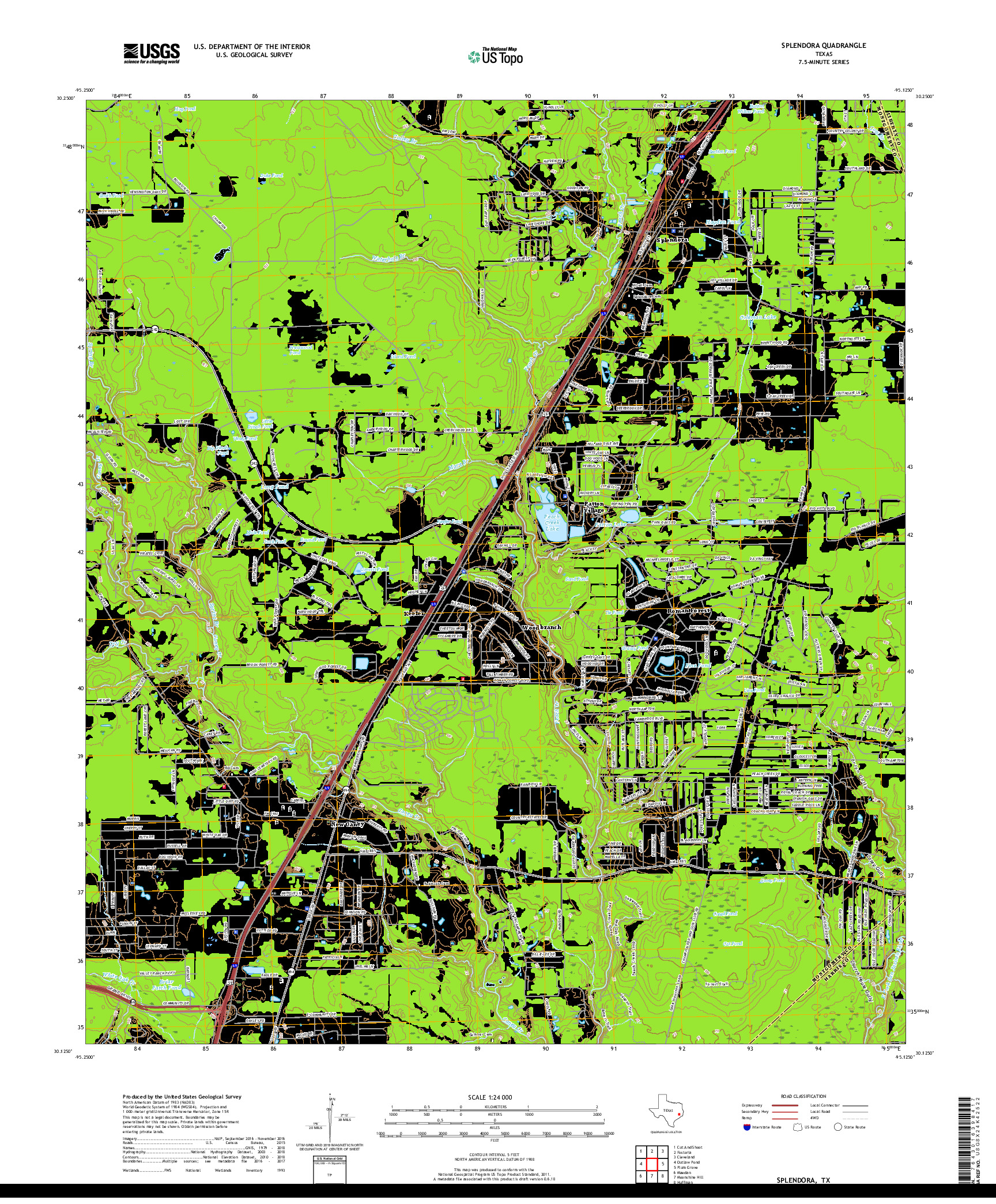 USGS US TOPO 7.5-MINUTE MAP FOR SPLENDORA, TX 2019