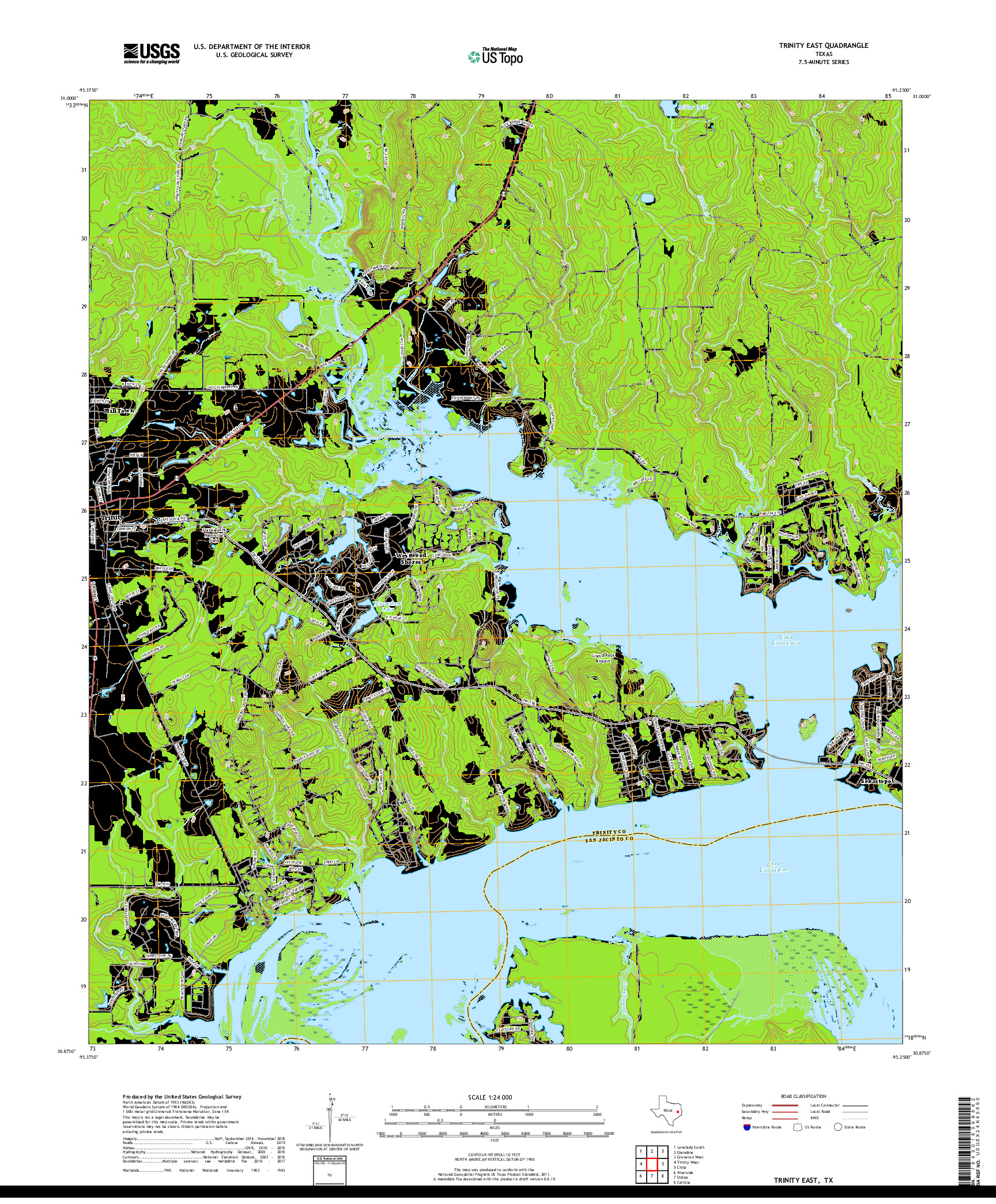 USGS US TOPO 7.5-MINUTE MAP FOR TRINITY EAST, TX 2019