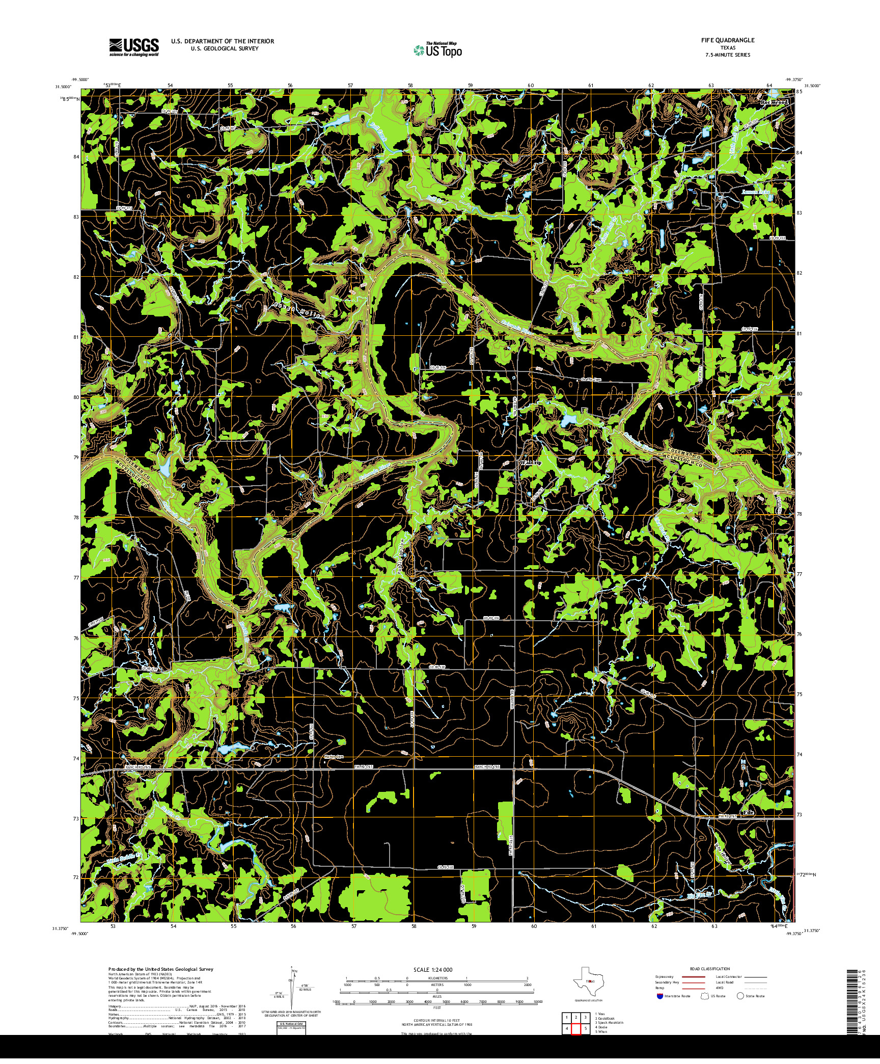 USGS US TOPO 7.5-MINUTE MAP FOR FIFE, TX 2019