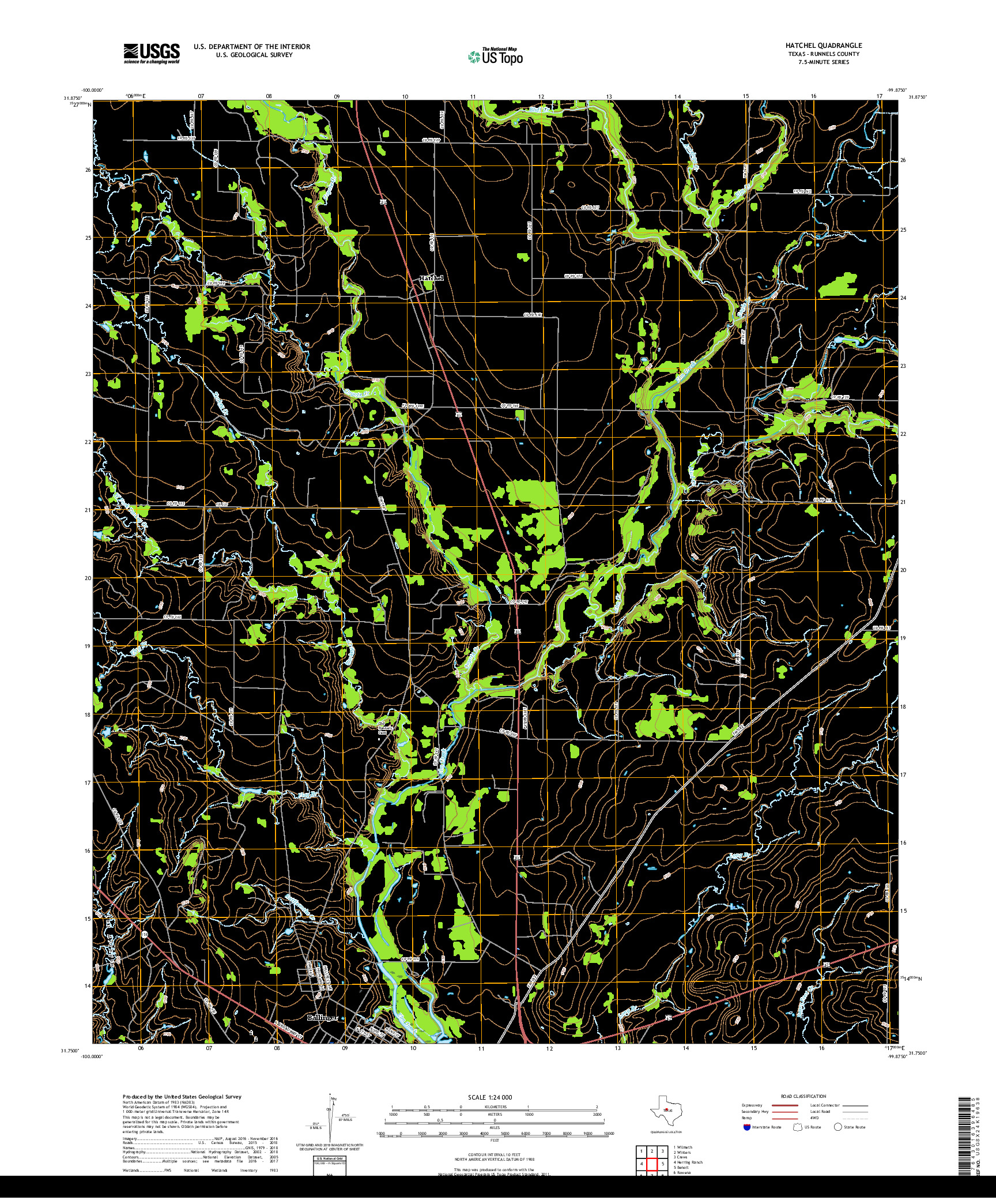 USGS US TOPO 7.5-MINUTE MAP FOR HATCHEL, TX 2019