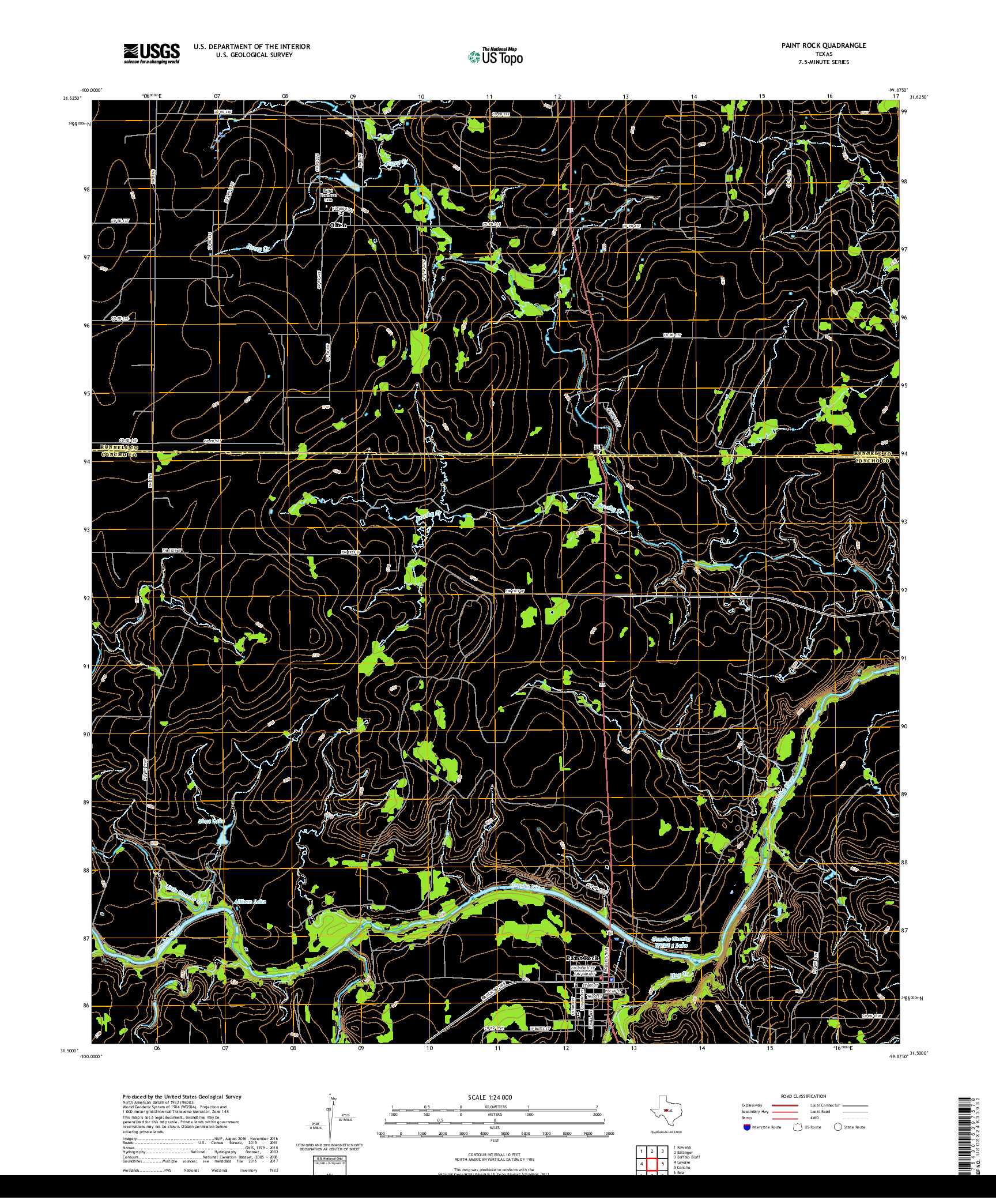 USGS US TOPO 7.5-MINUTE MAP FOR PAINT ROCK, TX 2019