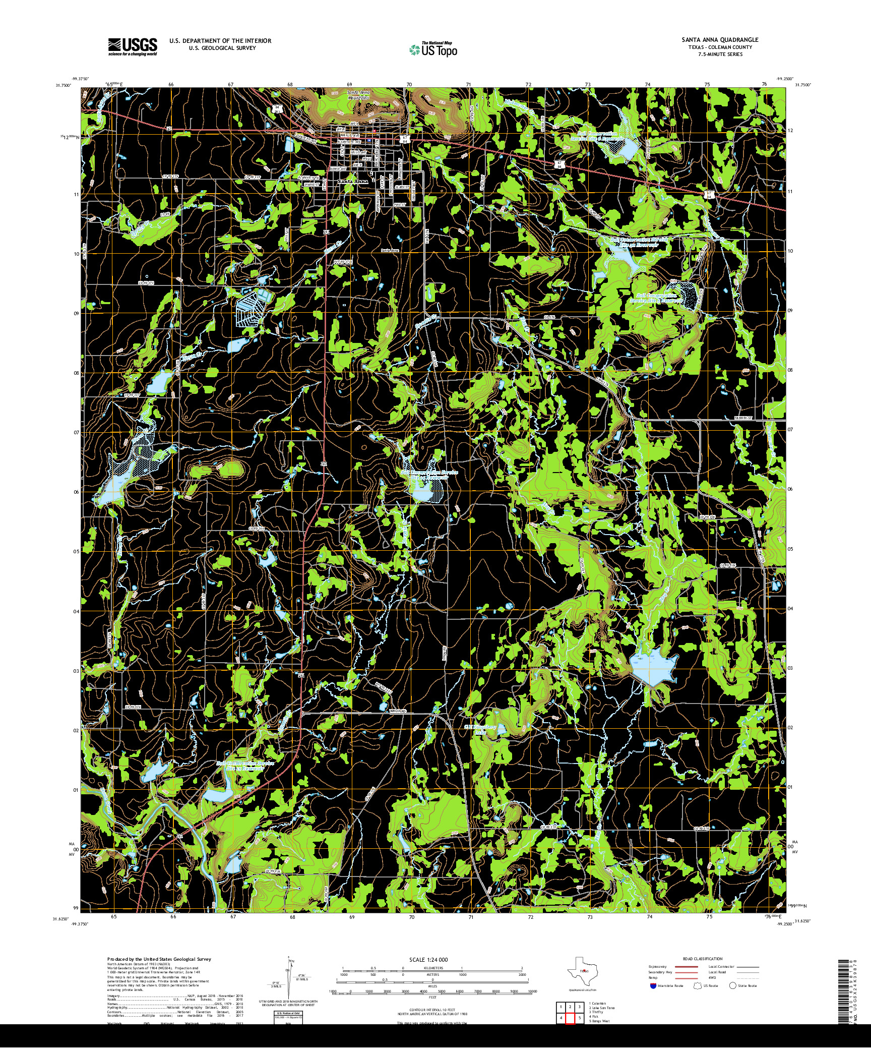 USGS US TOPO 7.5-MINUTE MAP FOR SANTA ANNA, TX 2019