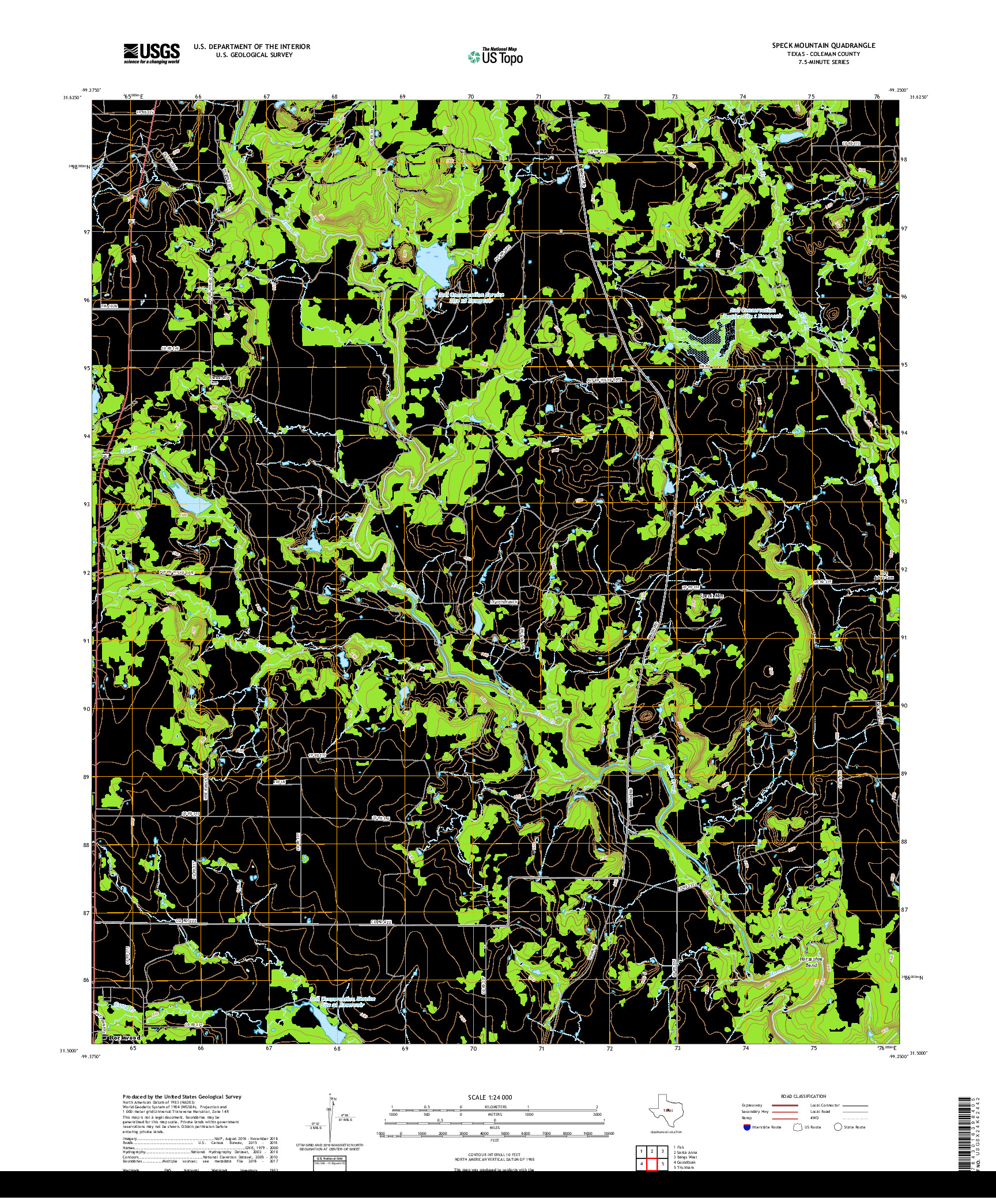 USGS US TOPO 7.5-MINUTE MAP FOR SPECK MOUNTAIN, TX 2019