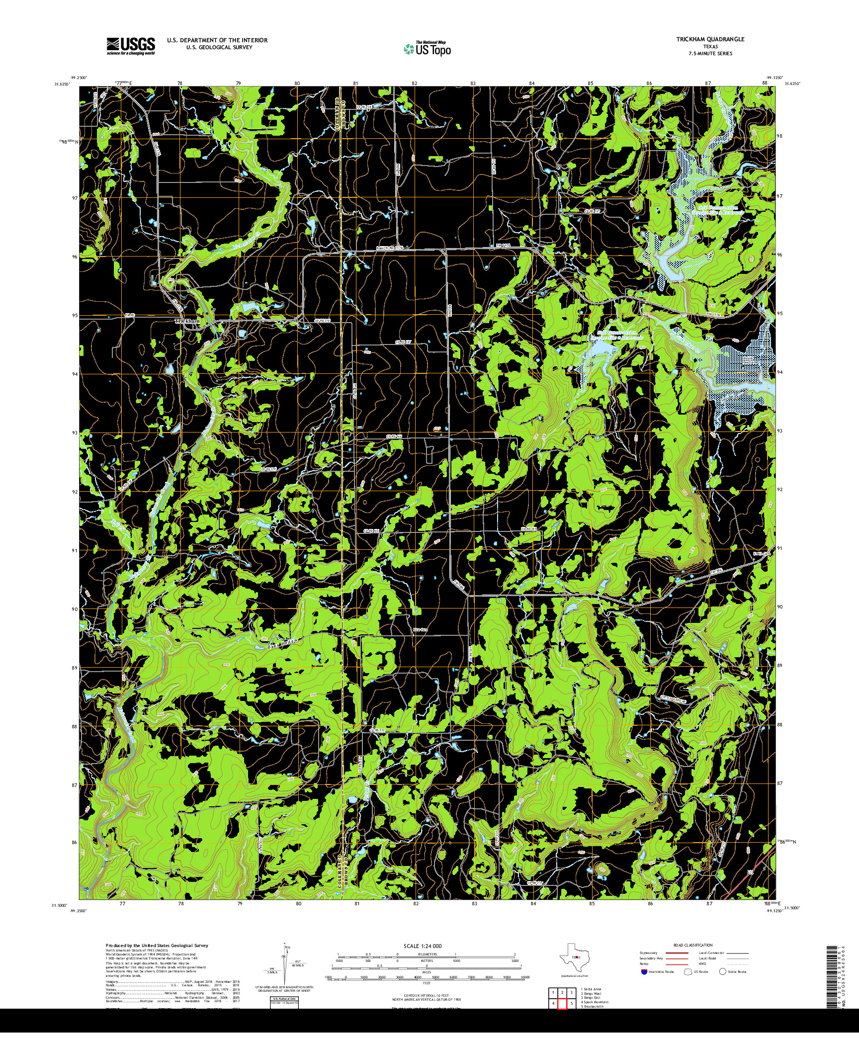 USGS US TOPO 7.5-MINUTE MAP FOR TRICKHAM, TX 2019