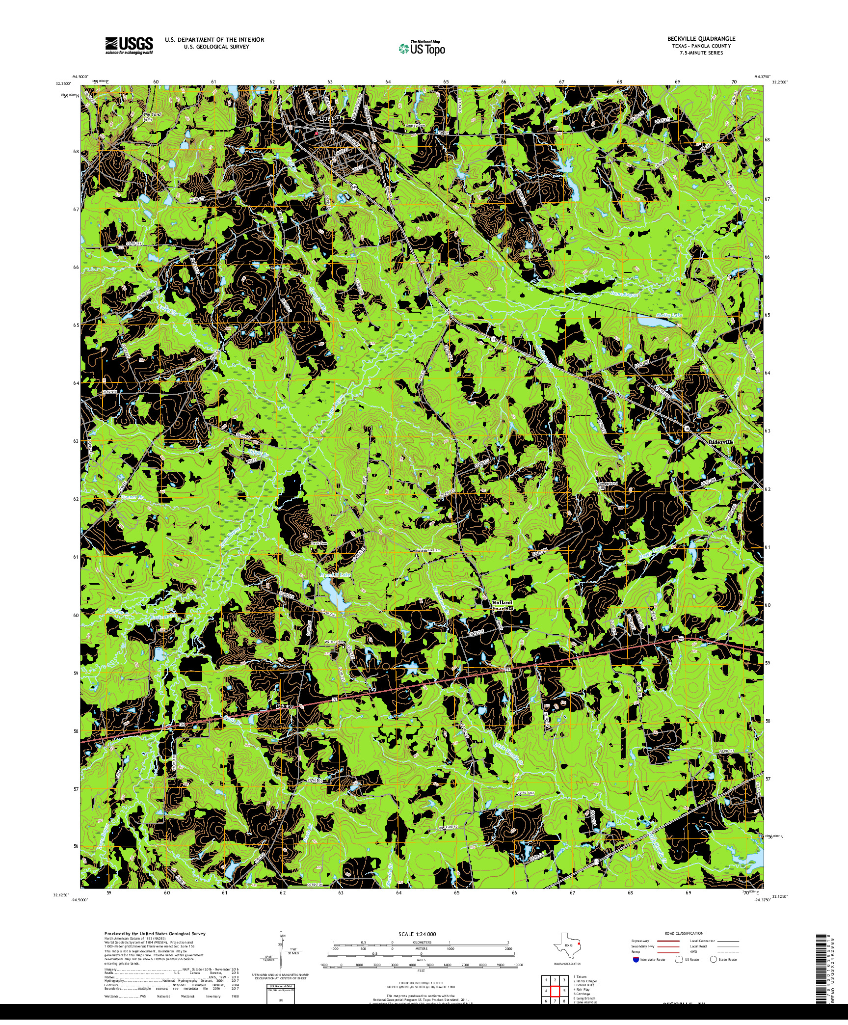 USGS US TOPO 7.5-MINUTE MAP FOR BECKVILLE, TX 2019