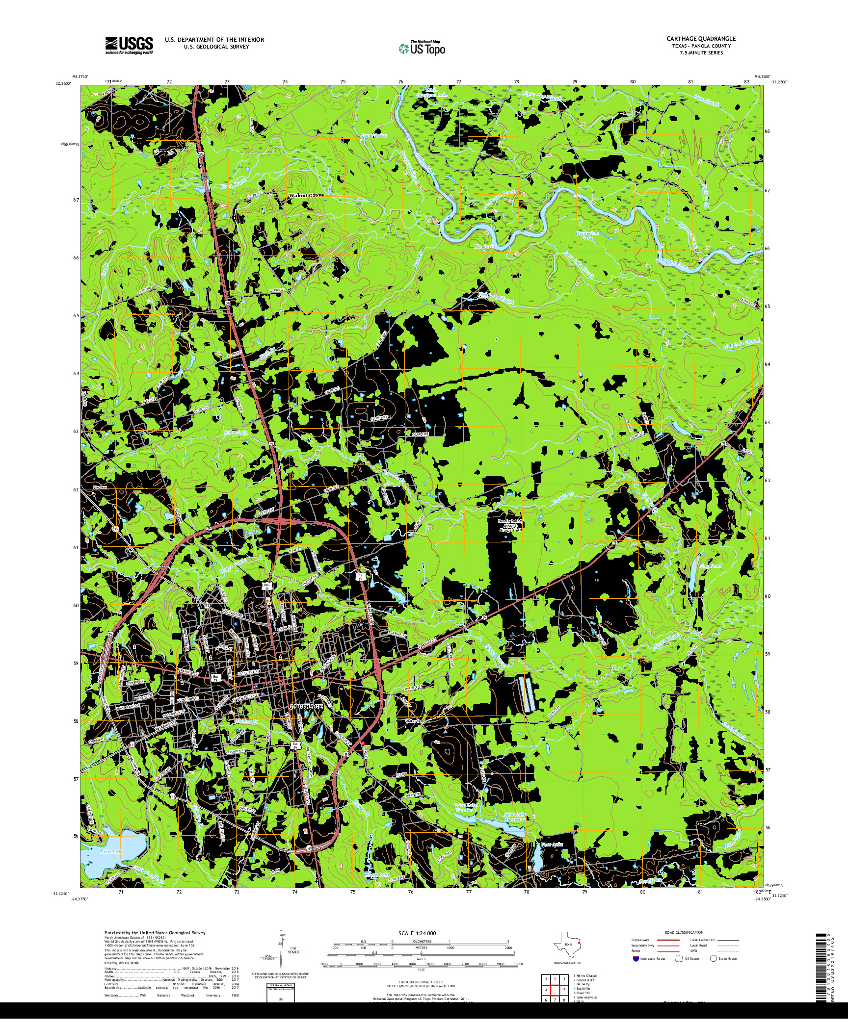 USGS US TOPO 7.5-MINUTE MAP FOR CARTHAGE, TX 2019