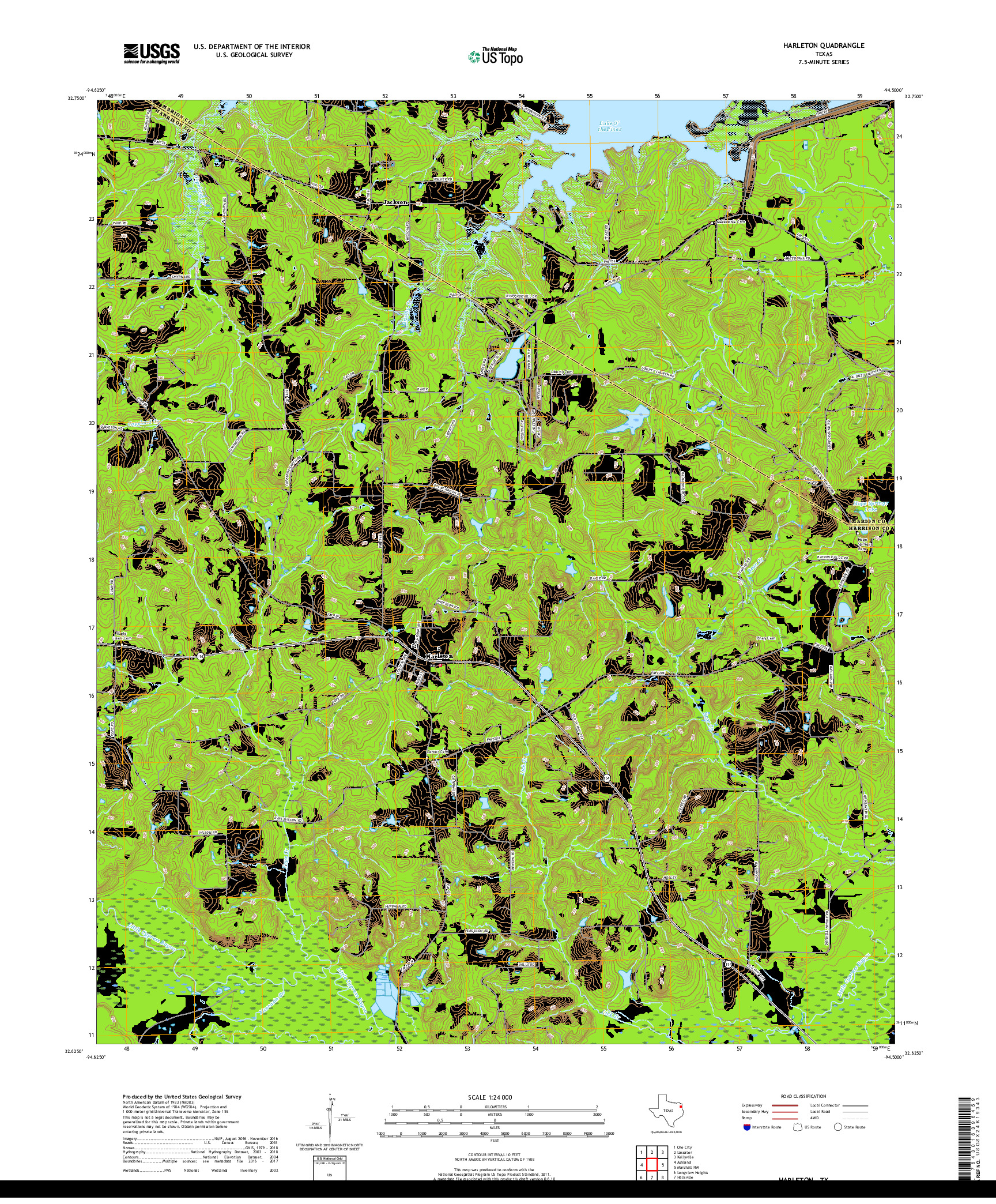 USGS US TOPO 7.5-MINUTE MAP FOR HARLETON, TX 2019