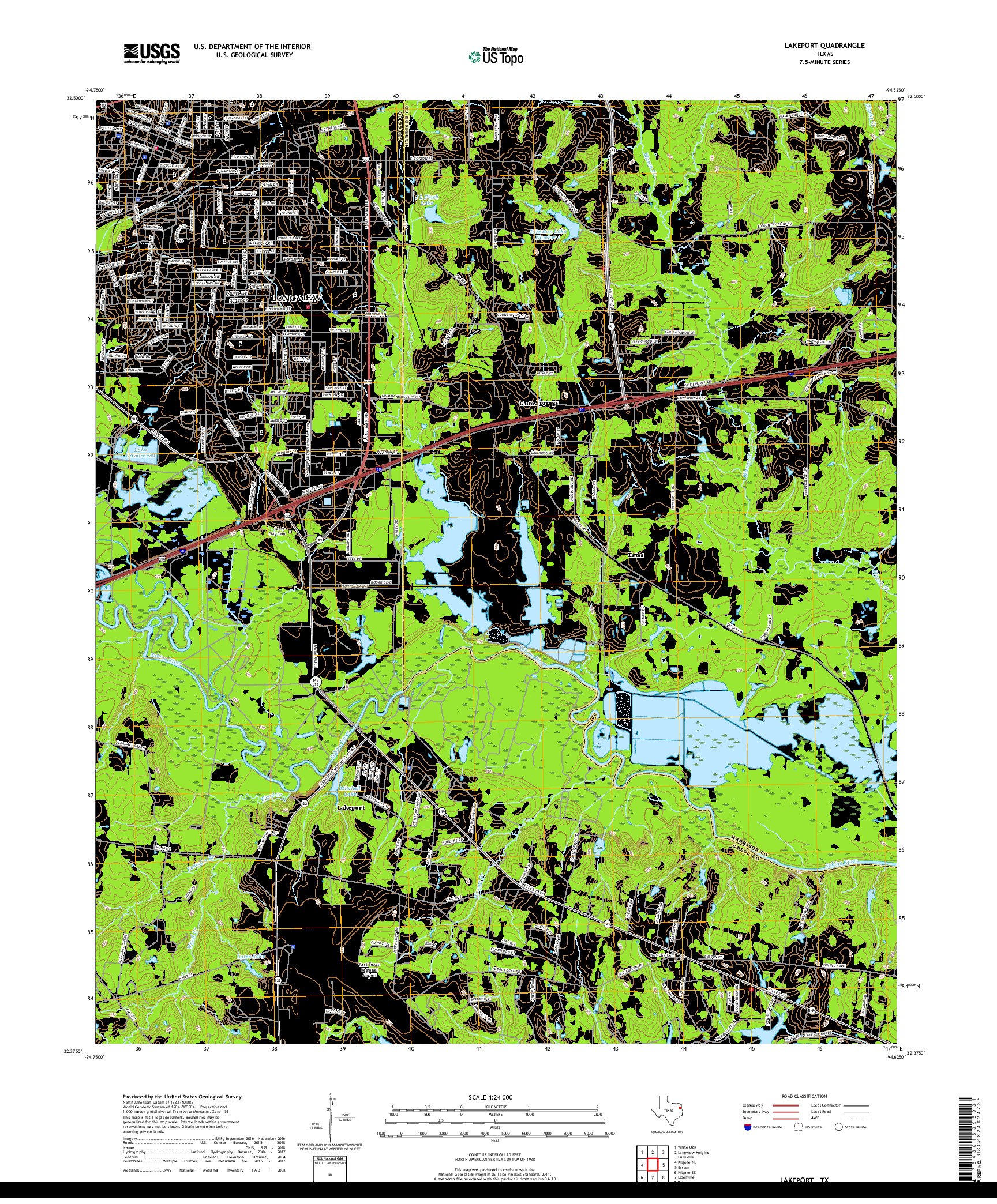 USGS US TOPO 7.5-MINUTE MAP FOR LAKEPORT, TX 2019