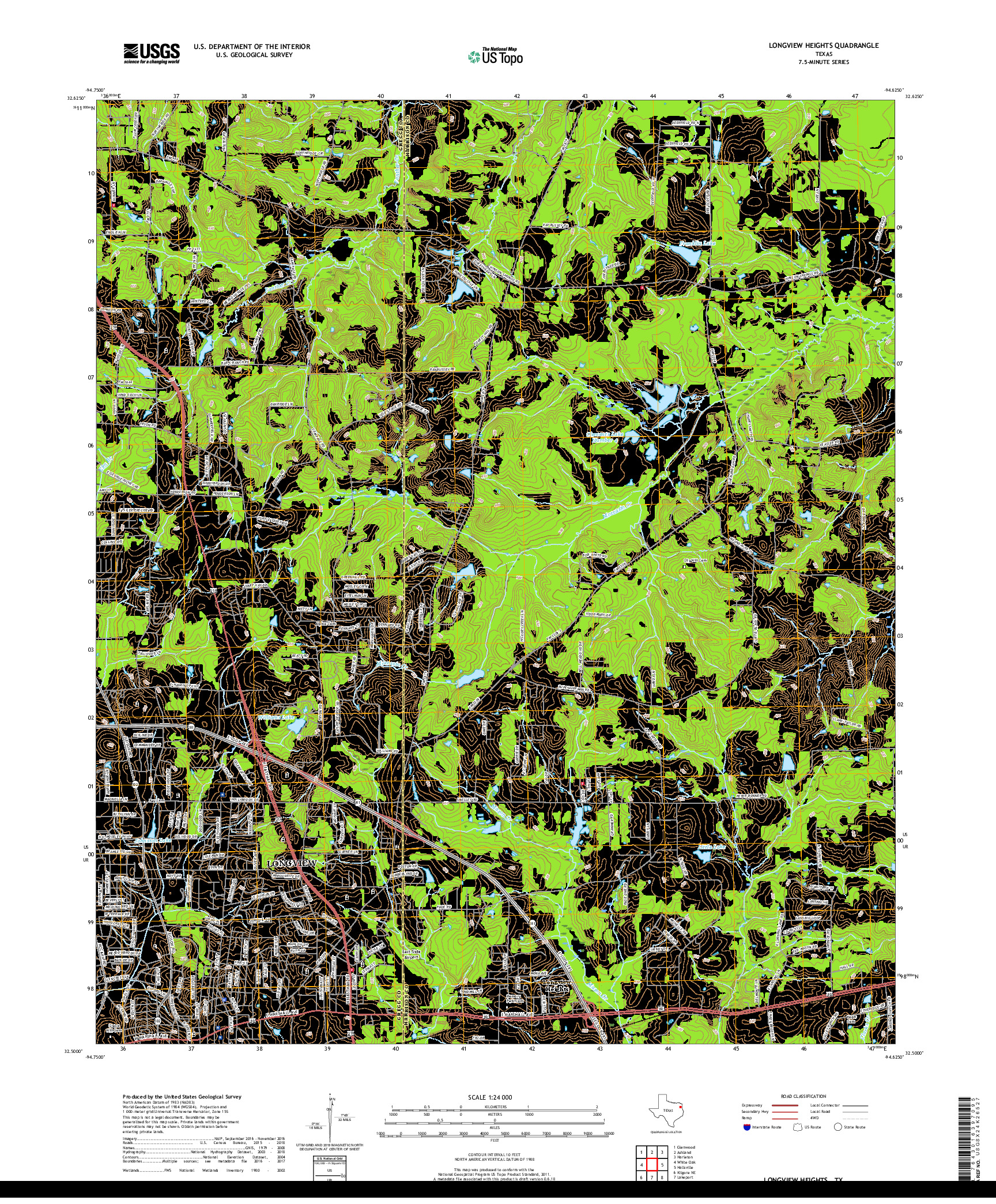 USGS US TOPO 7.5-MINUTE MAP FOR LONGVIEW HEIGHTS, TX 2019