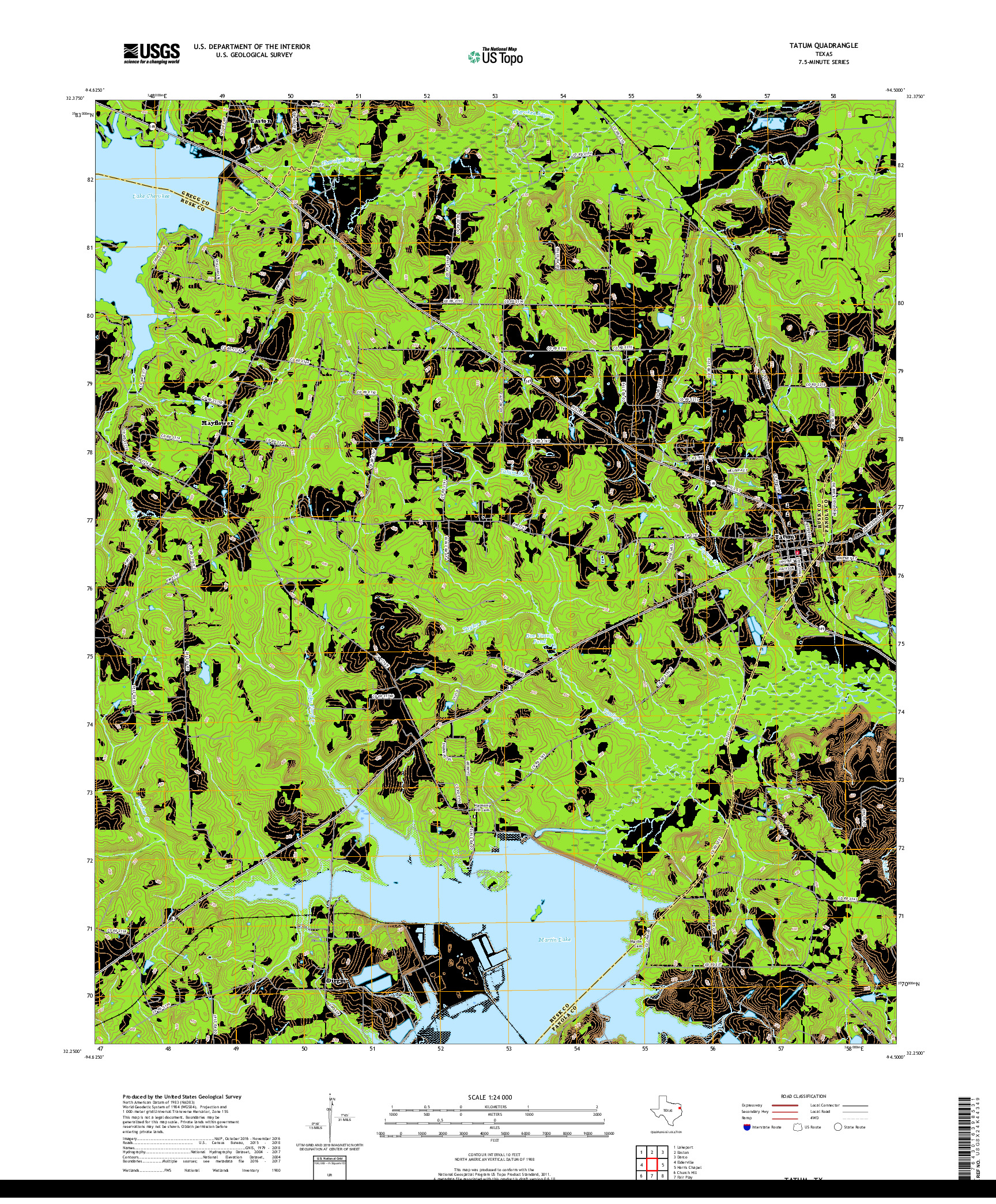 USGS US TOPO 7.5-MINUTE MAP FOR TATUM, TX 2019