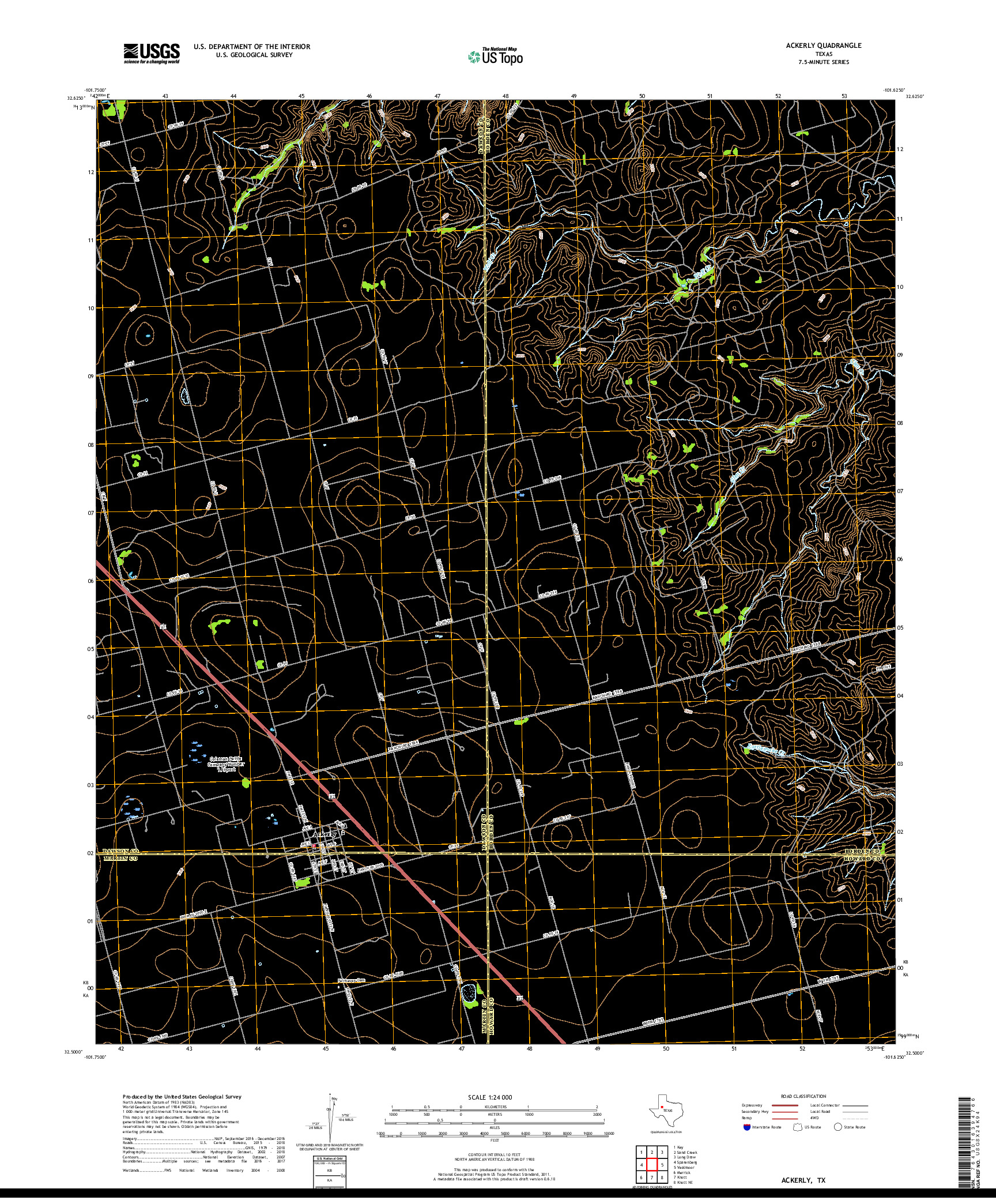 USGS US TOPO 7.5-MINUTE MAP FOR ACKERLY, TX 2019