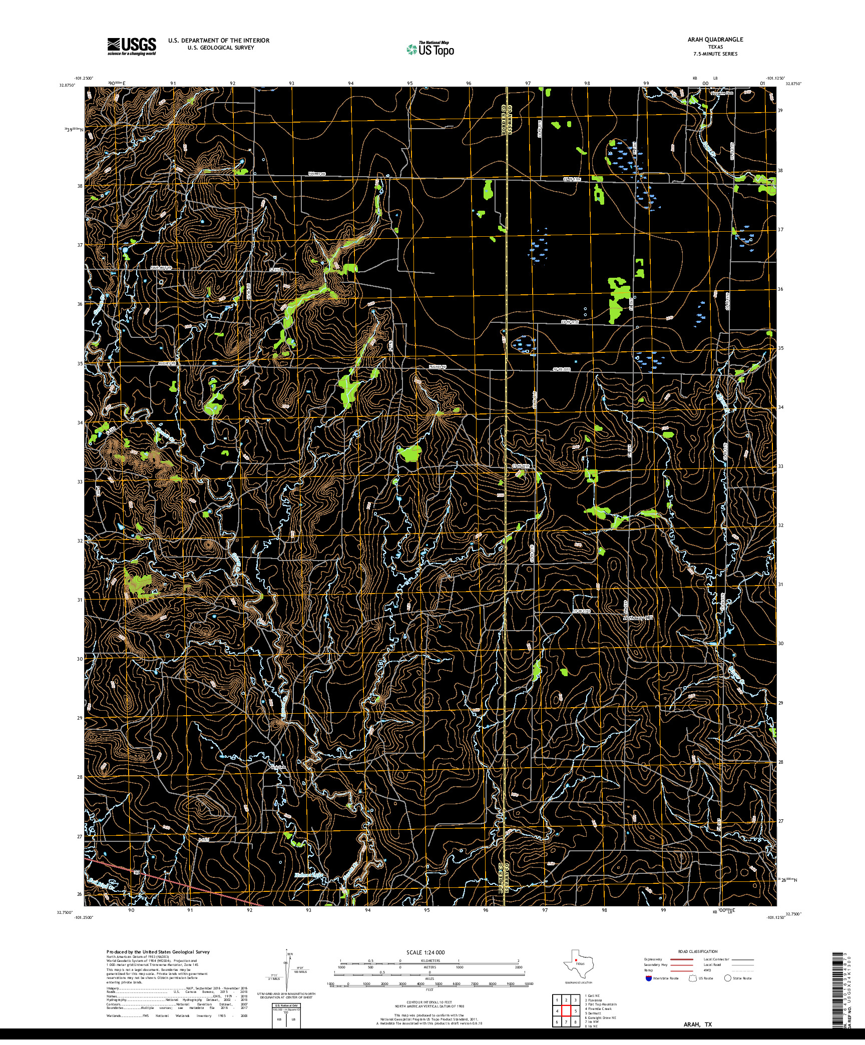 USGS US TOPO 7.5-MINUTE MAP FOR ARAH, TX 2019