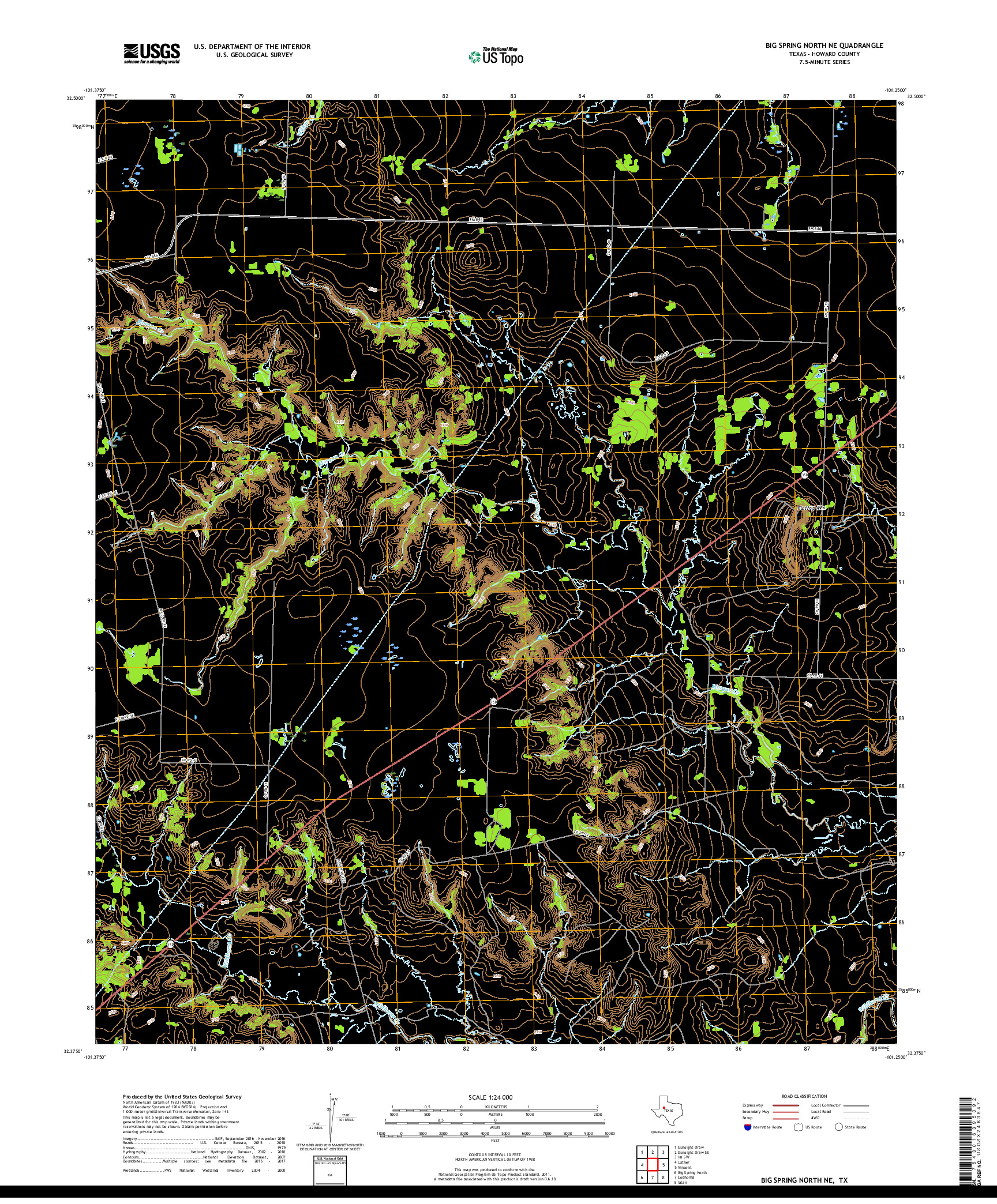 USGS US TOPO 7.5-MINUTE MAP FOR BIG SPRING NORTH NE, TX 2019