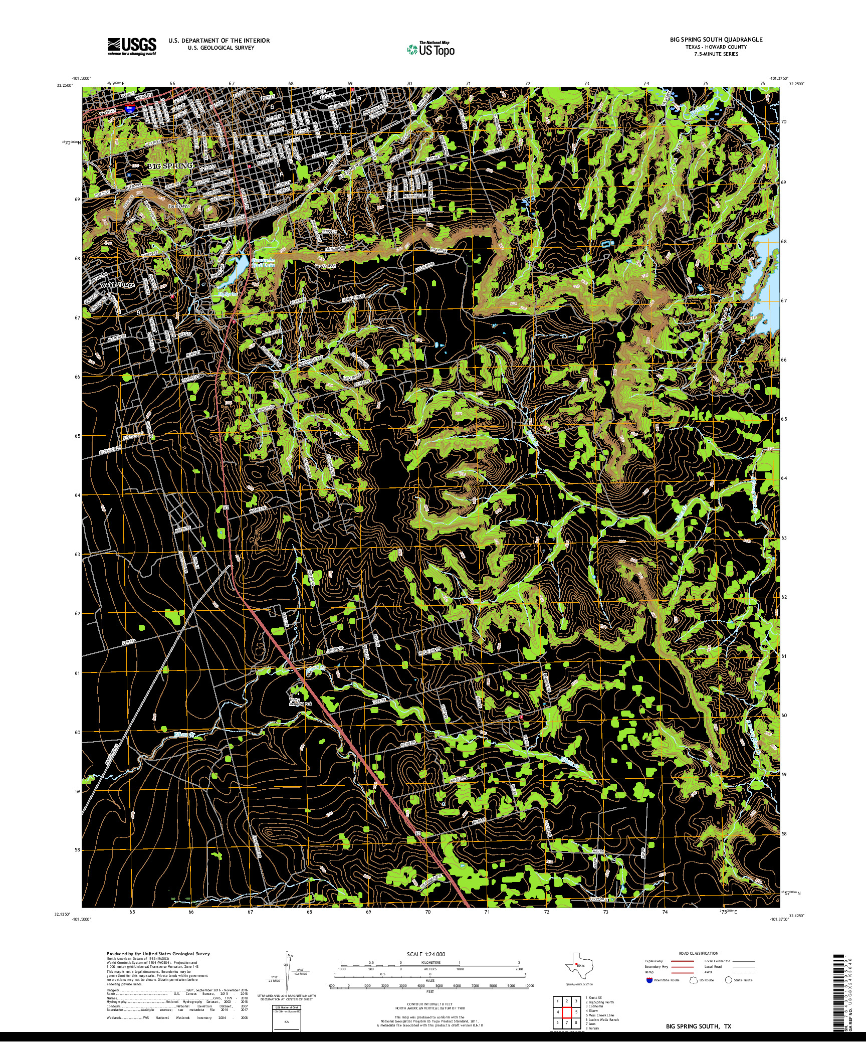 USGS US TOPO 7.5-MINUTE MAP FOR BIG SPRING SOUTH, TX 2019