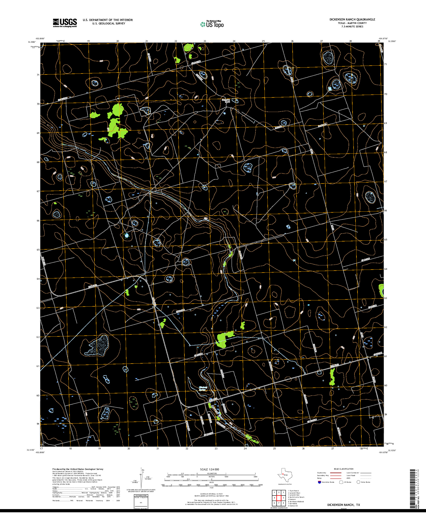 USGS US TOPO 7.5-MINUTE MAP FOR DICKENSON RANCH, TX 2019