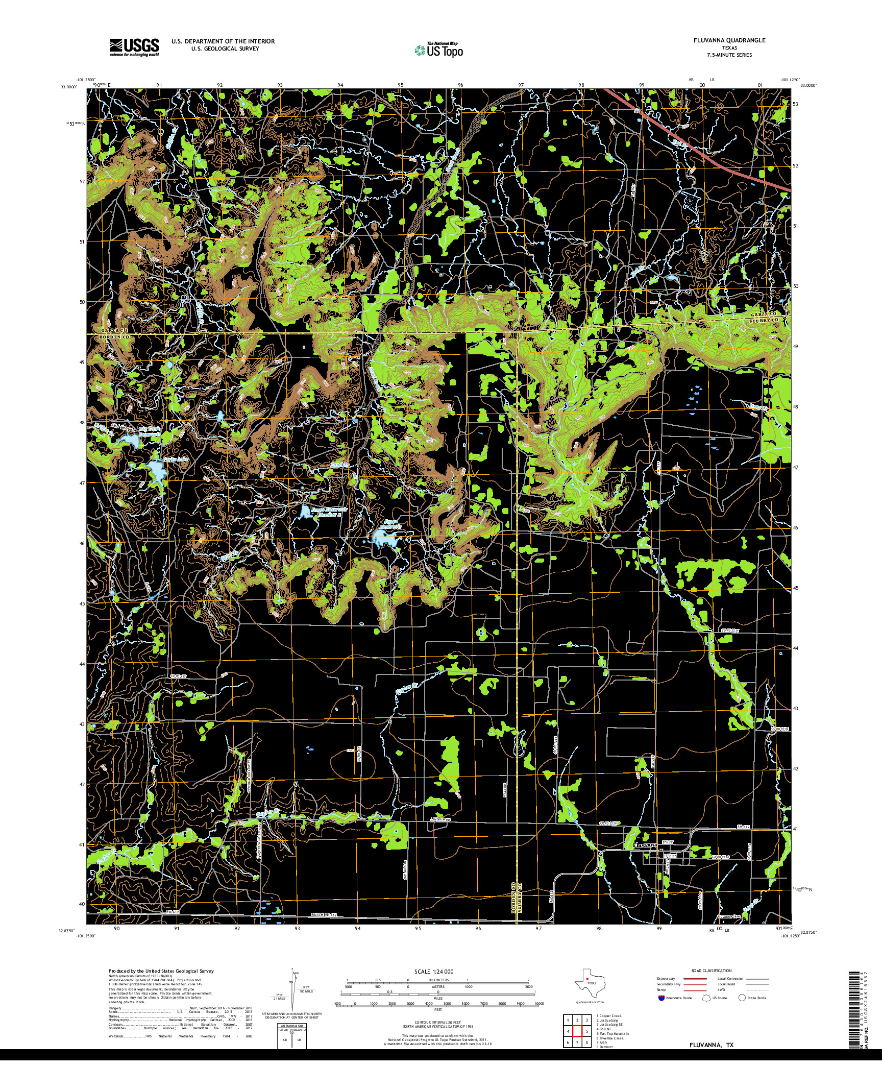 USGS US TOPO 7.5-MINUTE MAP FOR FLUVANNA, TX 2019