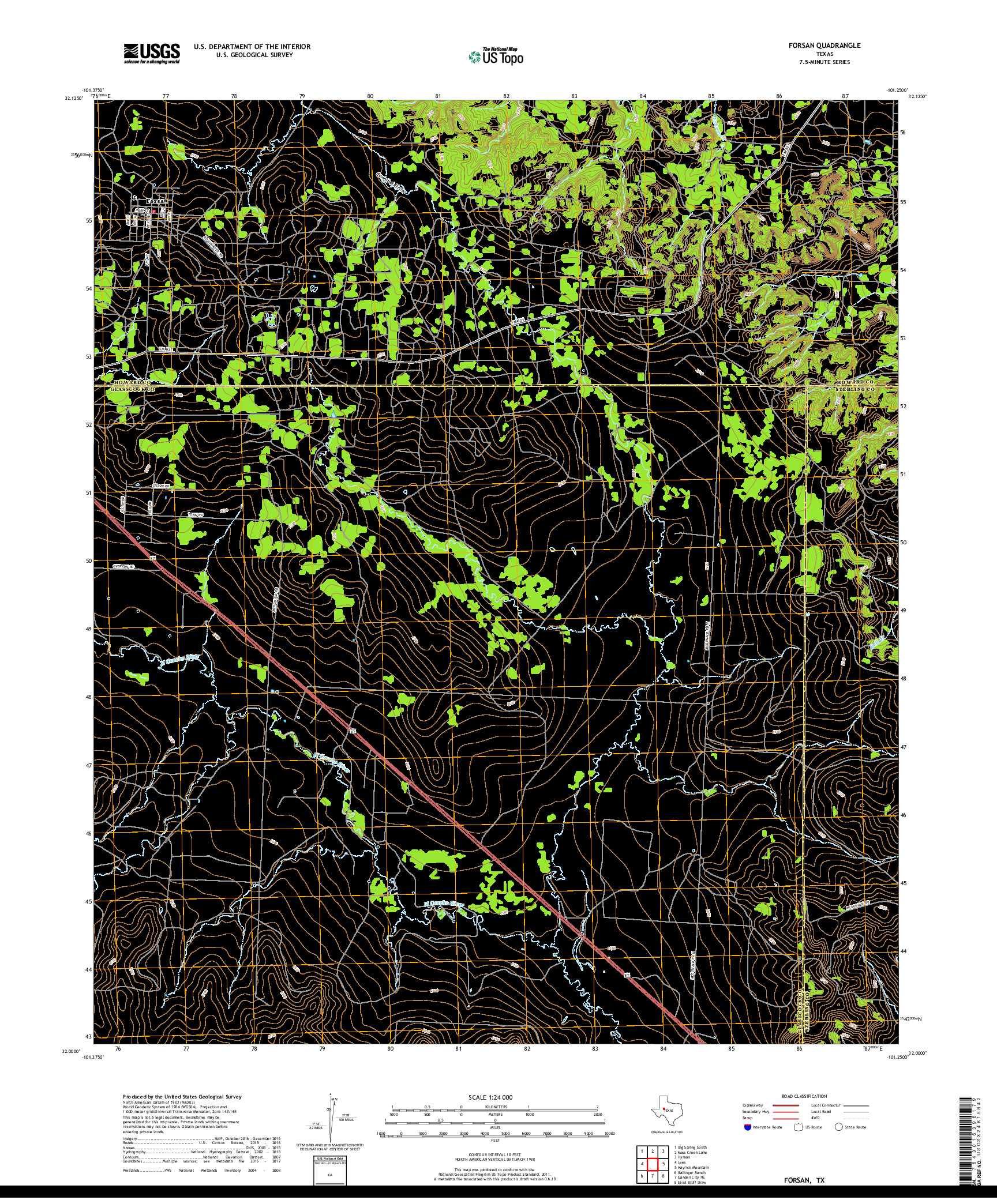 USGS US TOPO 7.5-MINUTE MAP FOR FORSAN, TX 2019